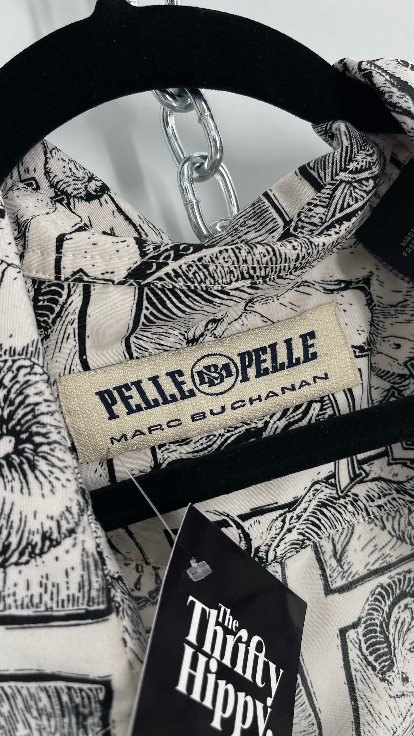Extremely Rare Vintage PELLE PELLE Zodiac Astrology Comic Strip Graphic Long Sleeve Button Up (3X)