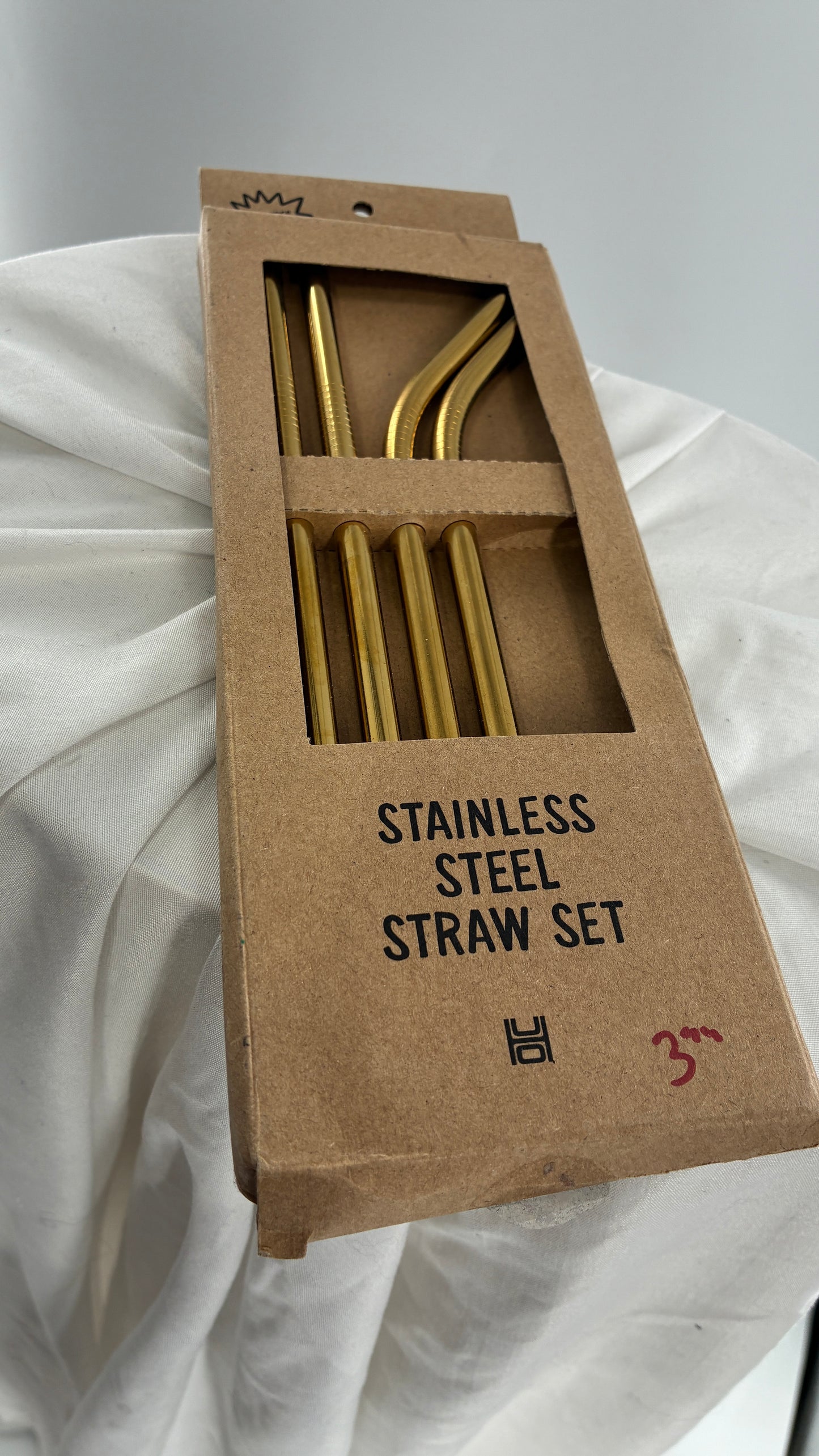 Golden Steel Reusable Straw Set