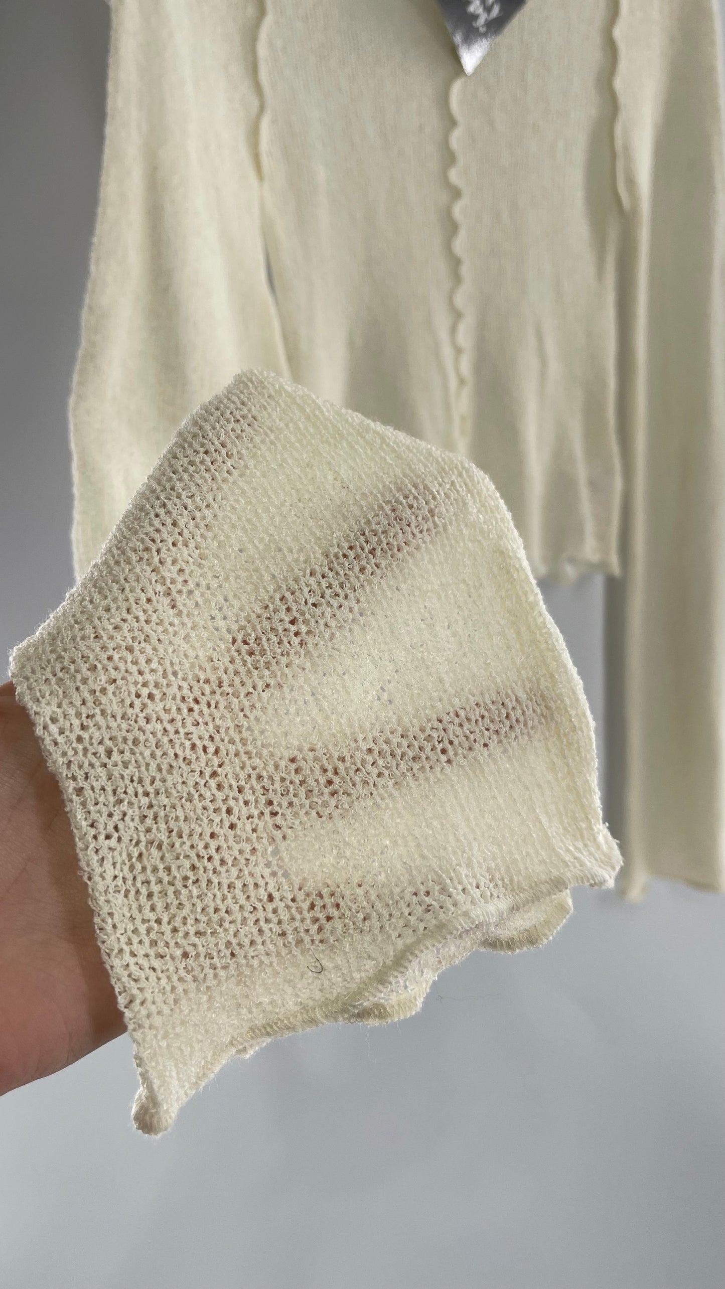 BDG Off White Open Knit Bell Sleeve with Exposed Seams (Large)