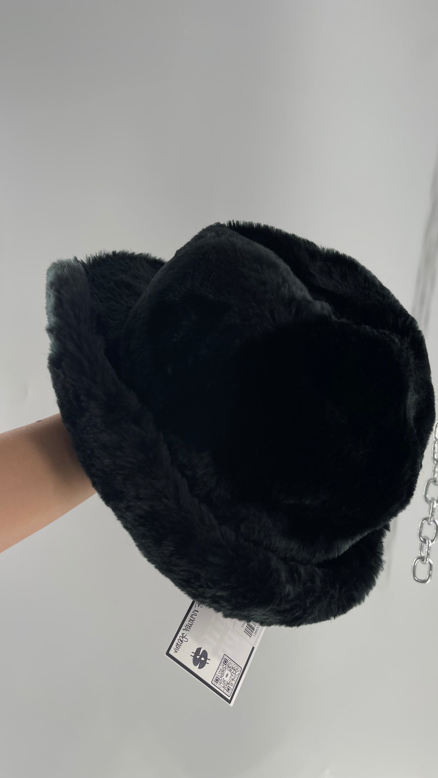 Vintage Black Faux Fur Bucket Hat