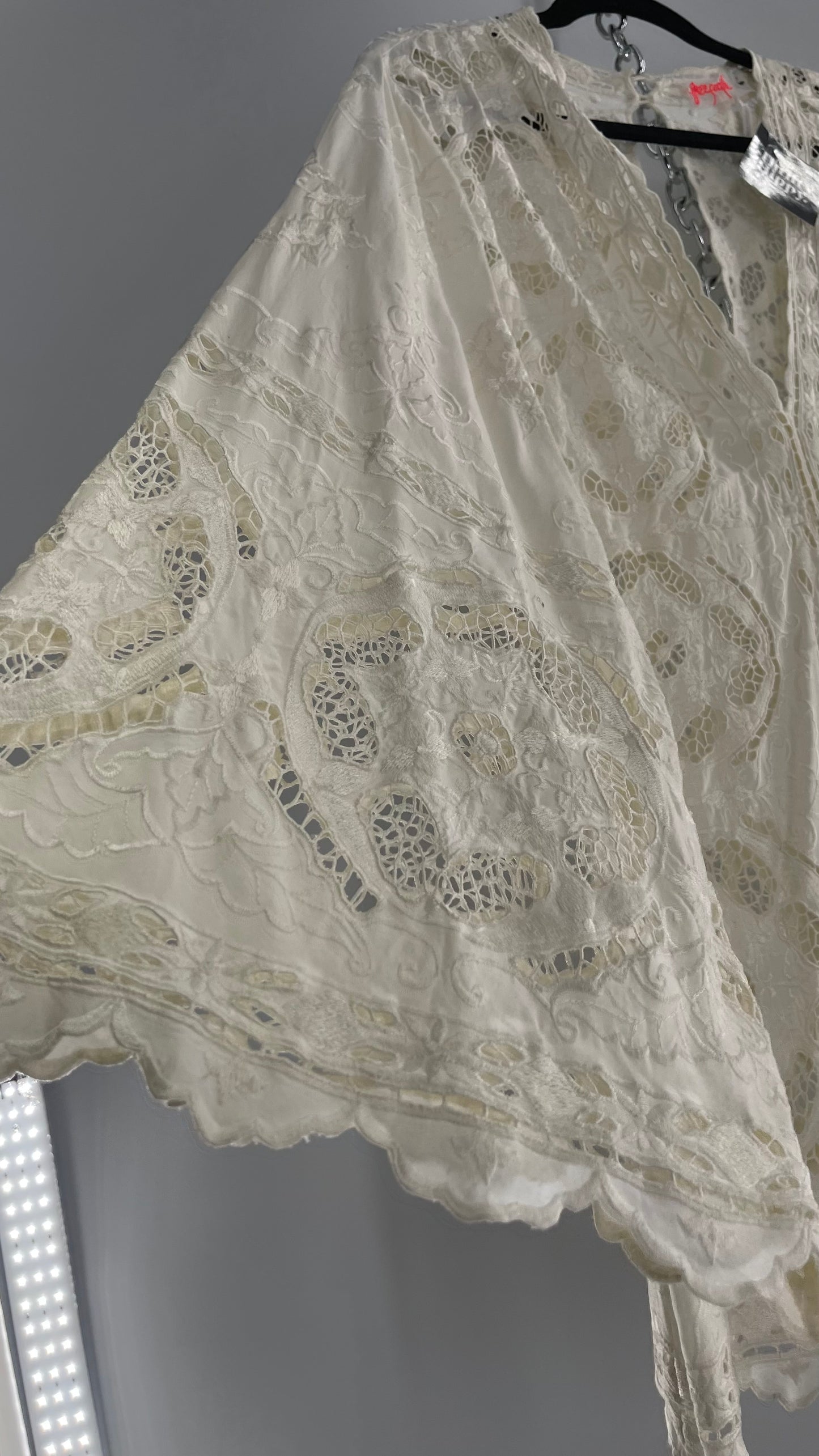 Free People Cream Lace Mini Dress (Small)