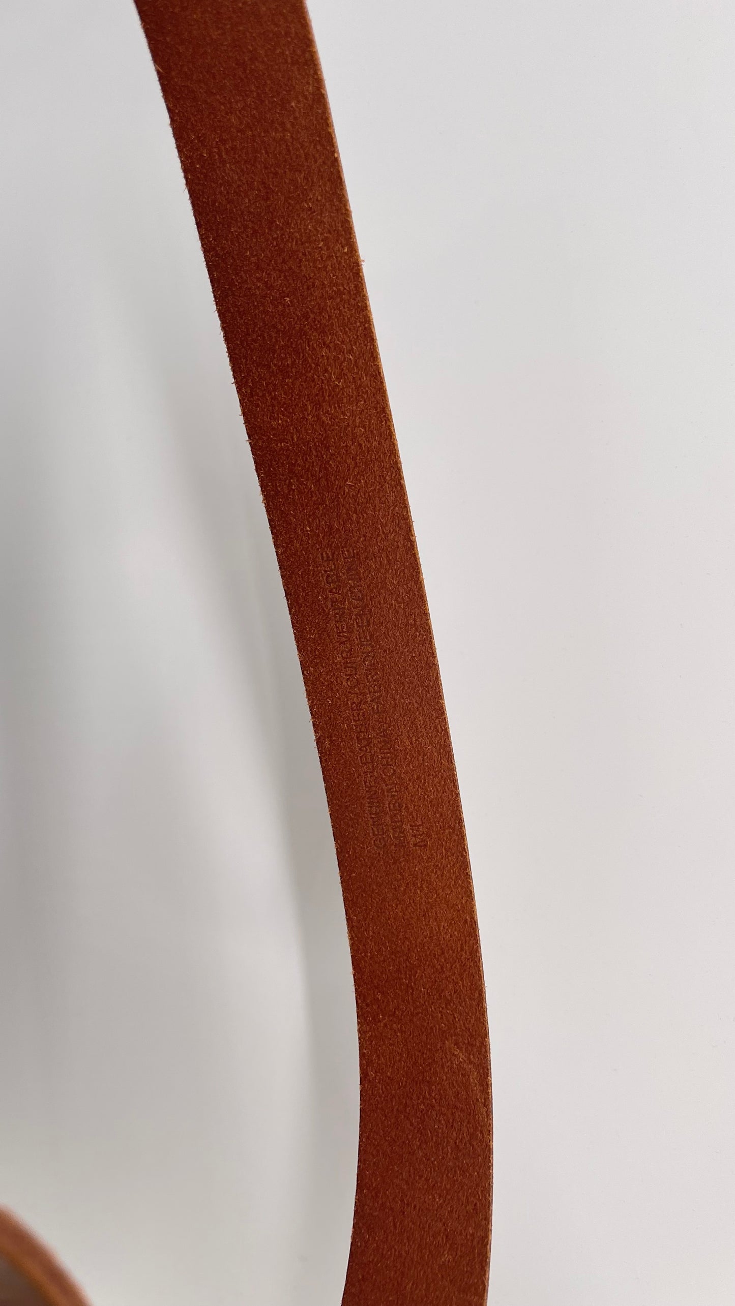Anthropologie Cognac Leather Belt with Infinity Style Bronze Buckle (M/L)