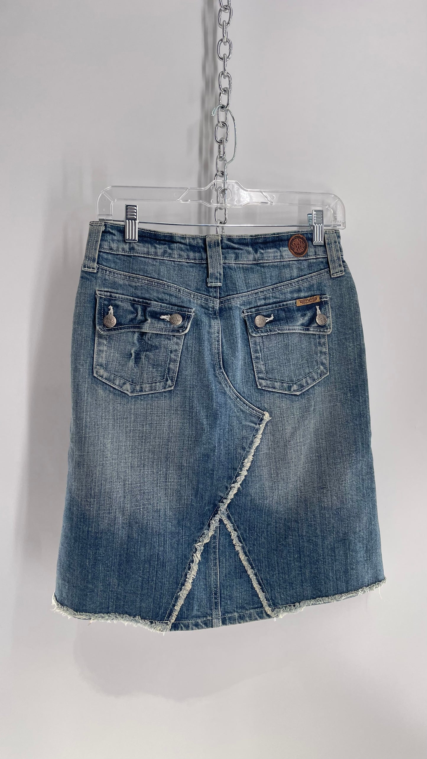 Vintage Hint Jeans Denim Skirt with Frayed Seams (1)