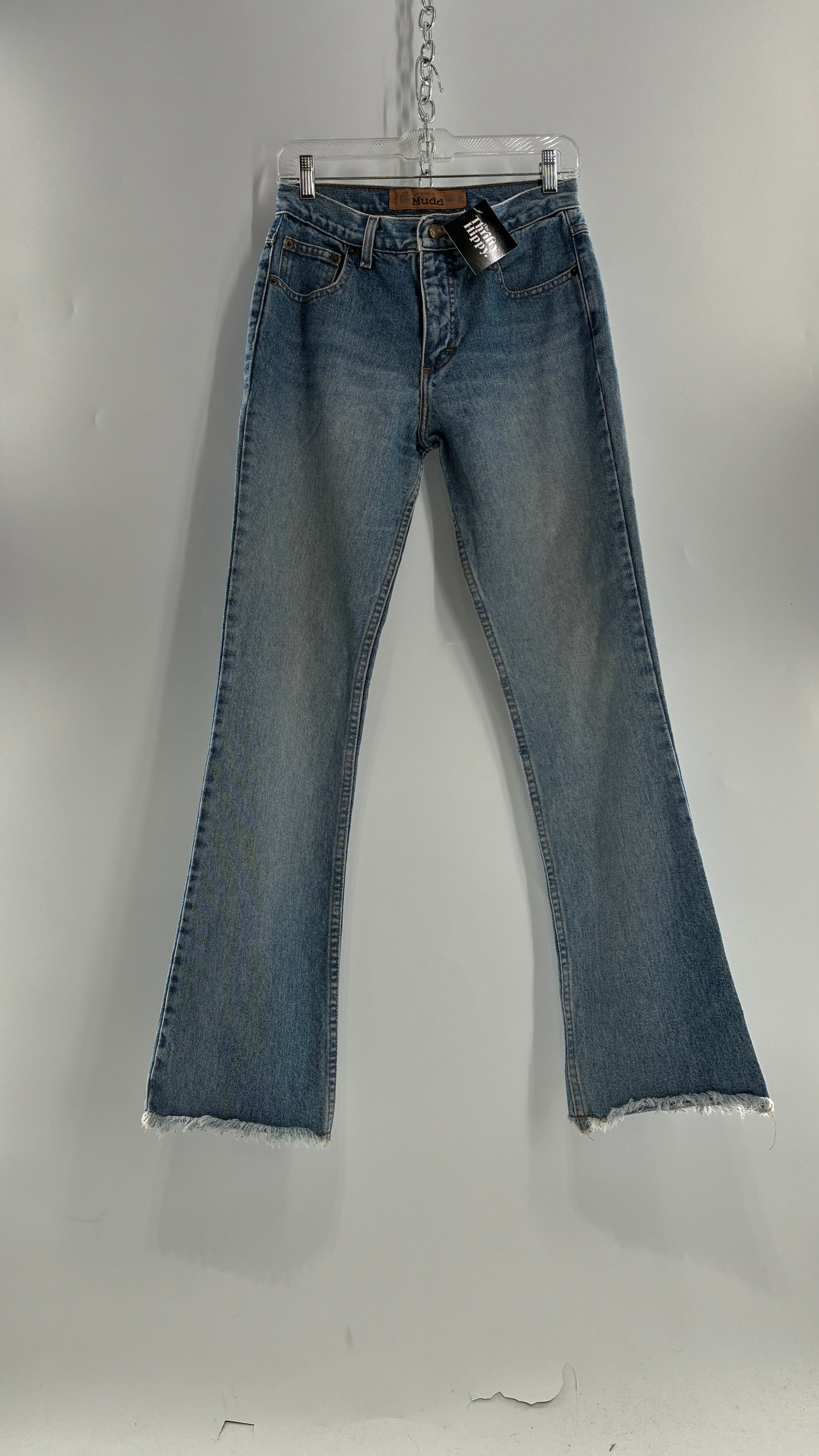 Vintage MUDD Light Wash Kick Flare Jeans with Oversized Jacron (7)