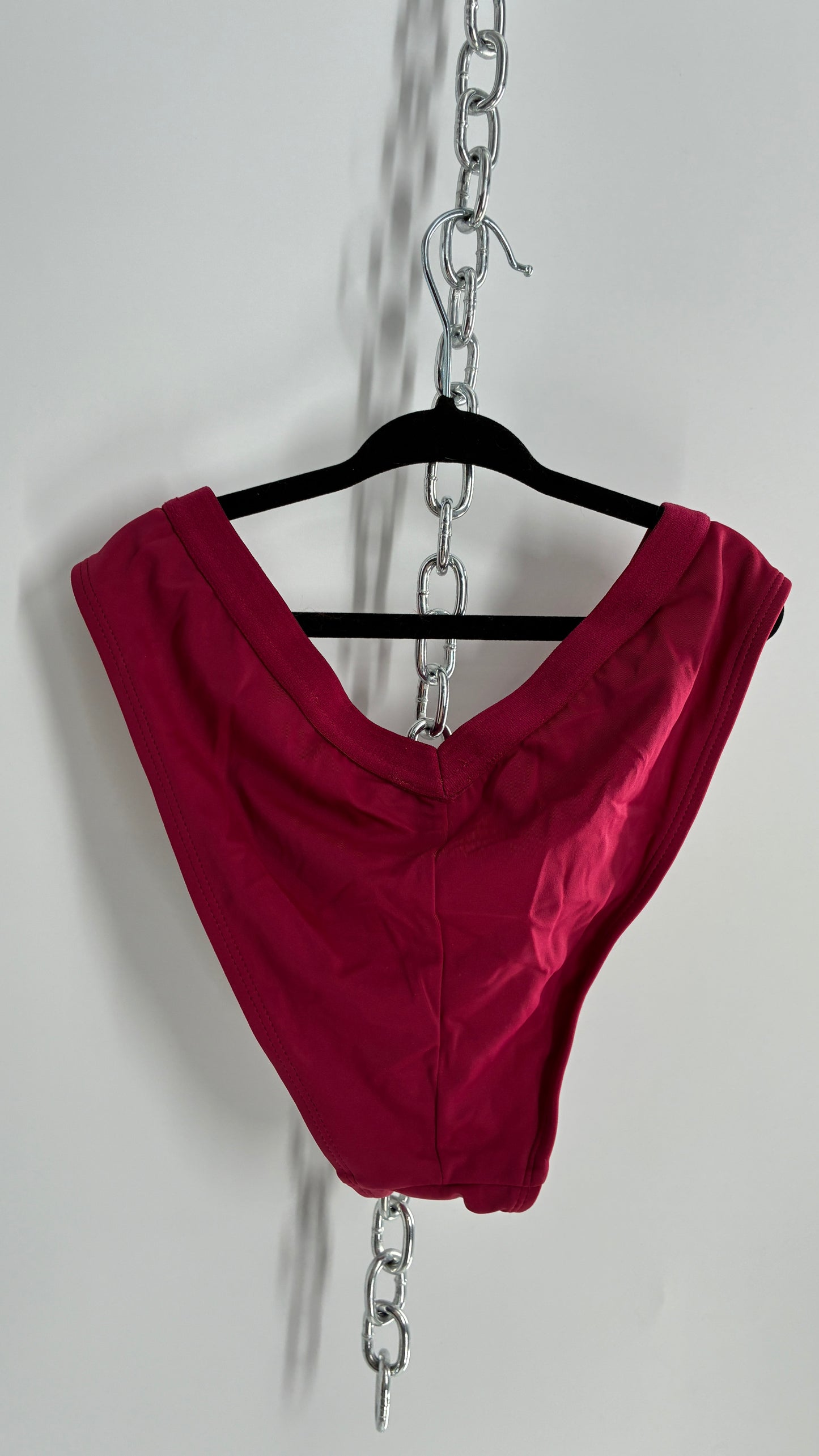 LA Hearts Maroon High Cut 90s Style Swim Bottoms (Small)