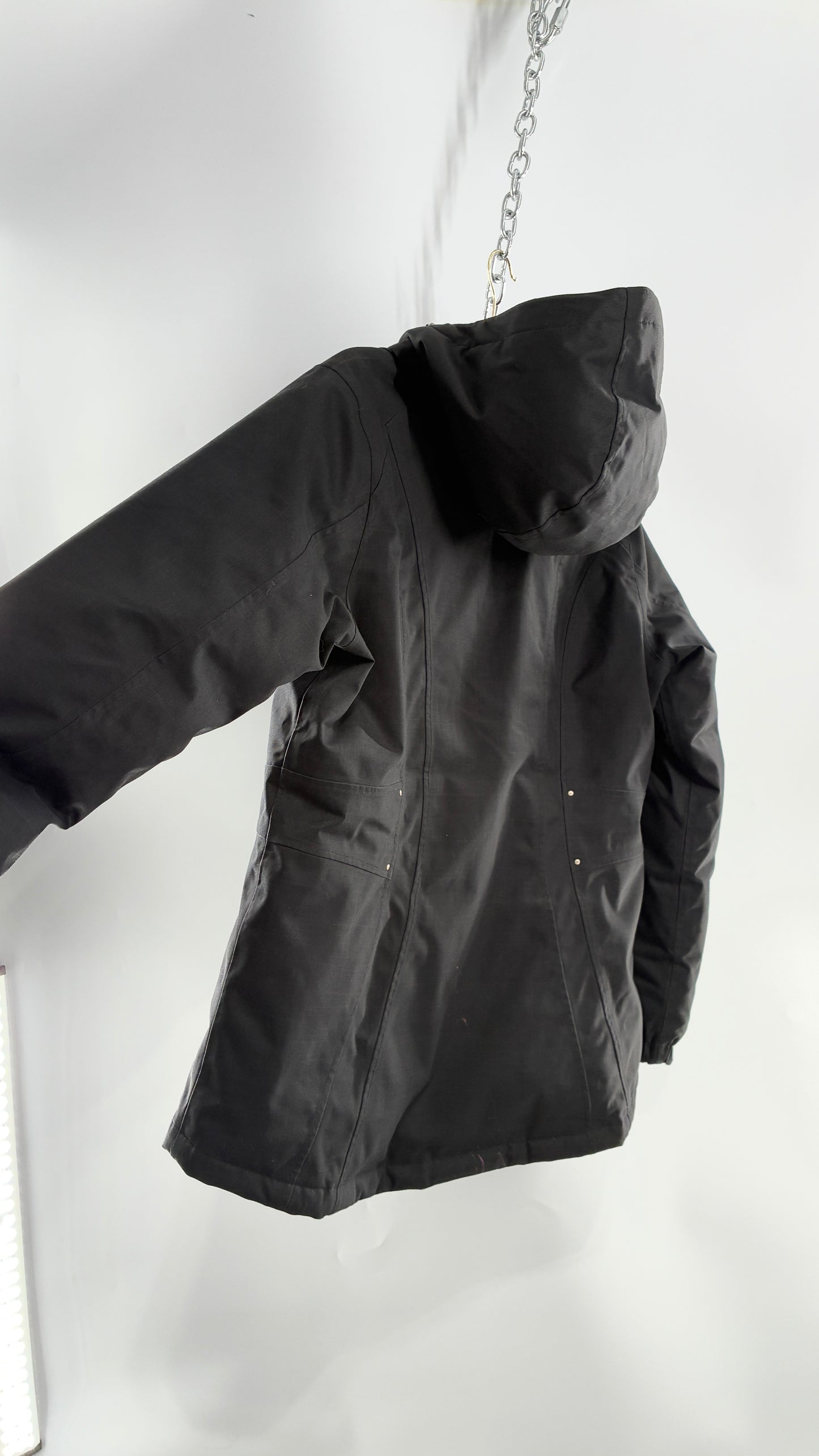 EDDIE BAUER Goose Down Black Jacket with Puffer Lining (Medium)