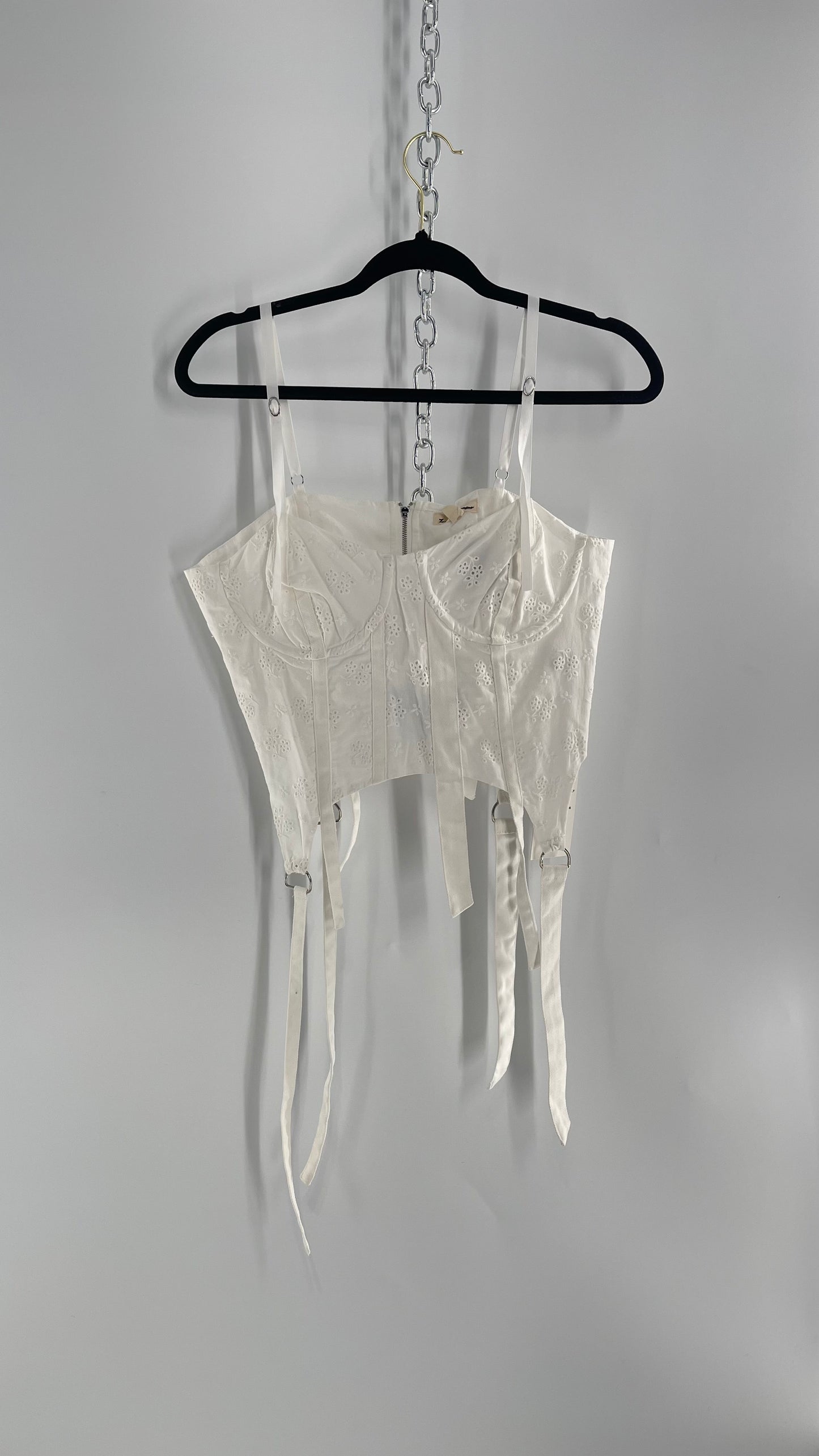 For Love and Lemons White Eyelet Lace Corset with Tags Attached (Large)