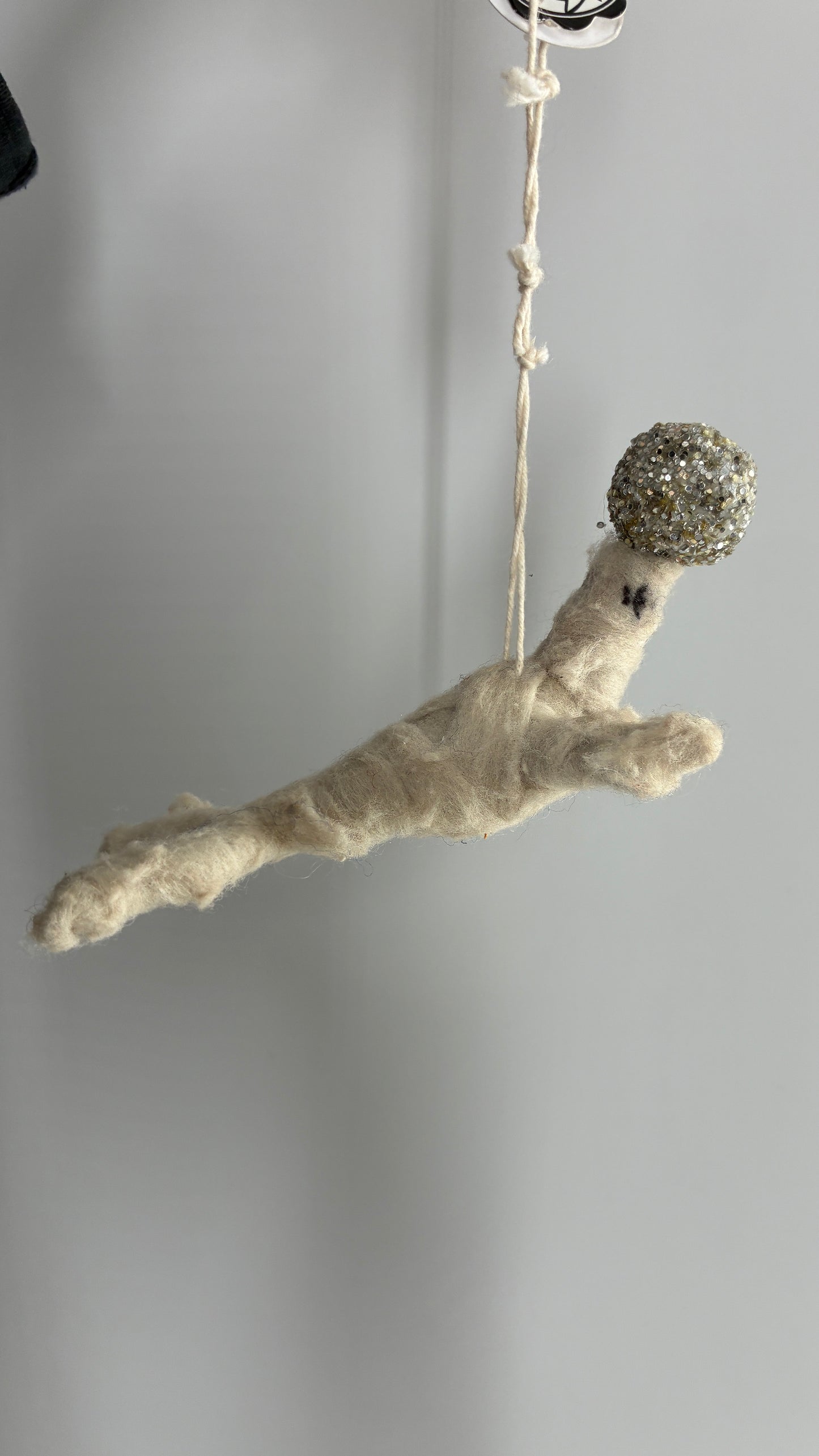 Anthropologie Handmade Yarn Seal with Glitter Ball Ornament