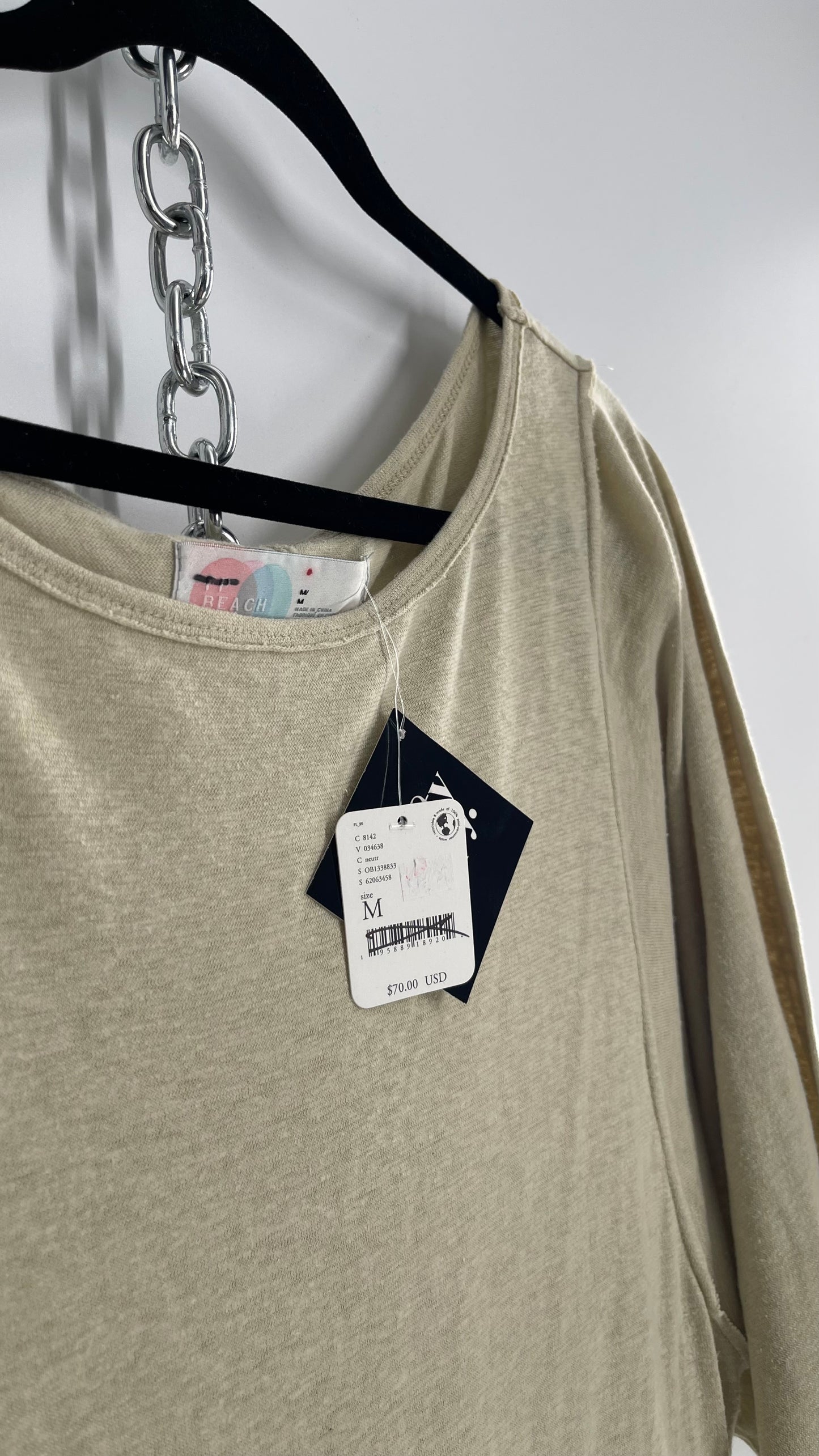 Free People Sage Cotton Full Length T Shirt Style Dress (Medium)