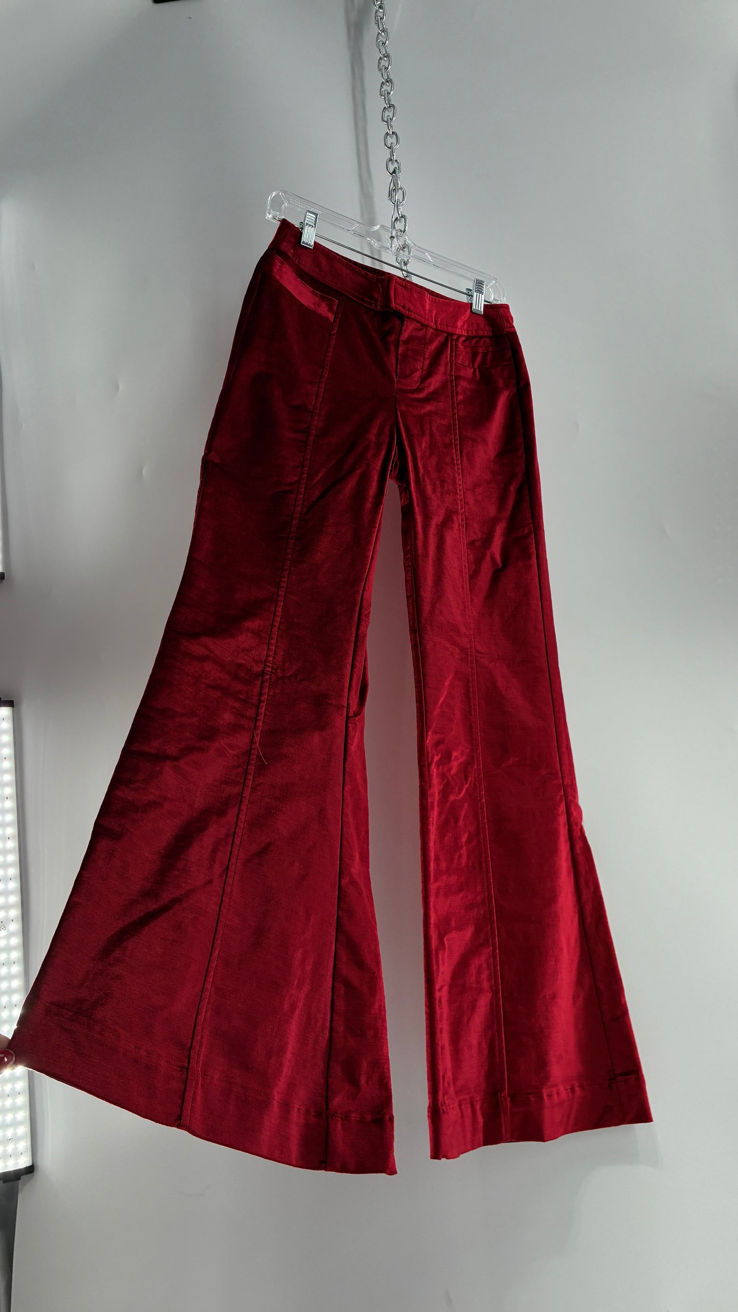 Free People Red Velvet Walk with You Kick Flare Hot Pants (2)