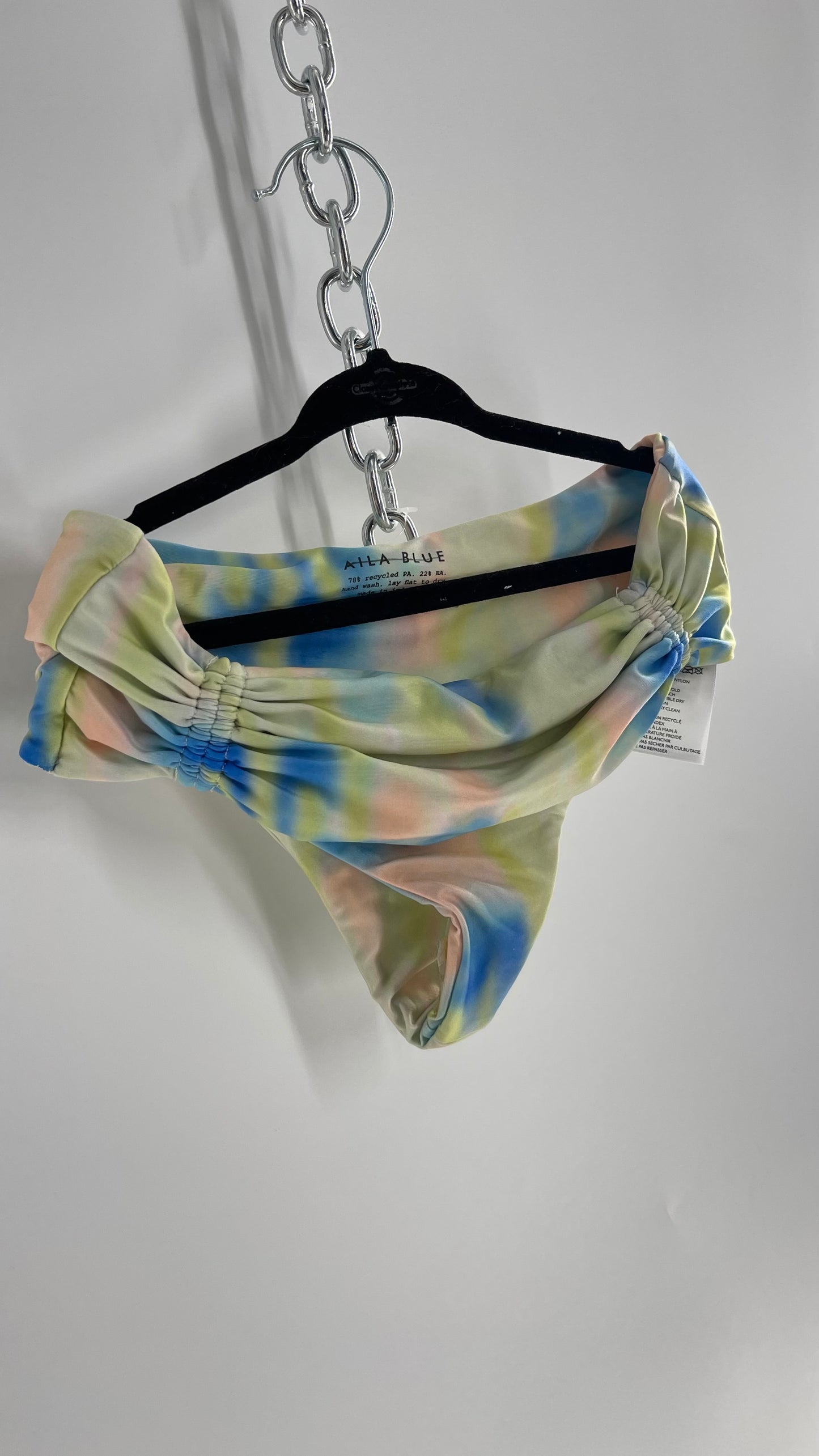 AILA BLUE Pastel Tie Dye Cheeky Swim Bottoms (Small)