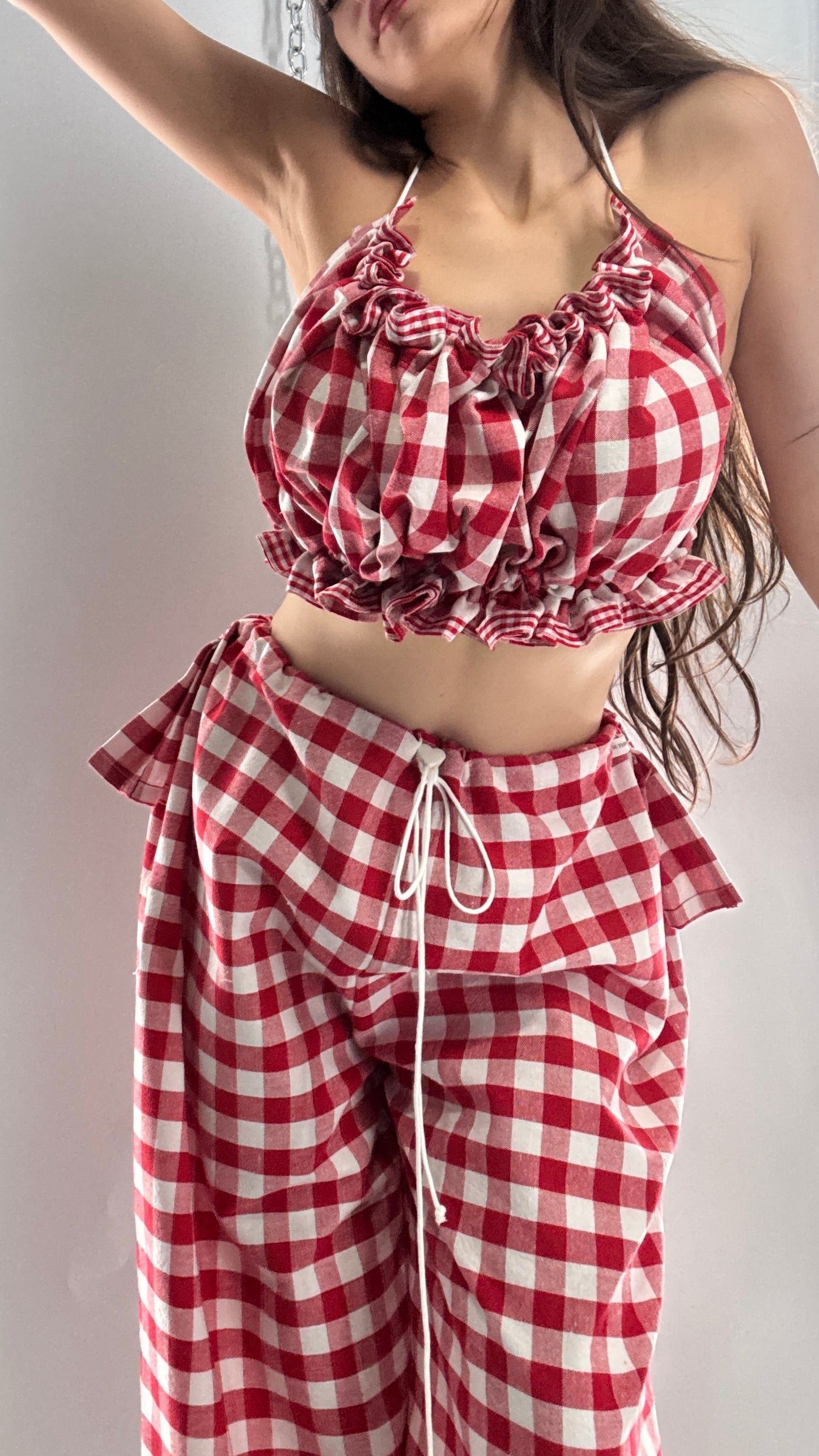 Vintage Handmade Picnic Red/White Gingham Two Piece Set (XS-L)