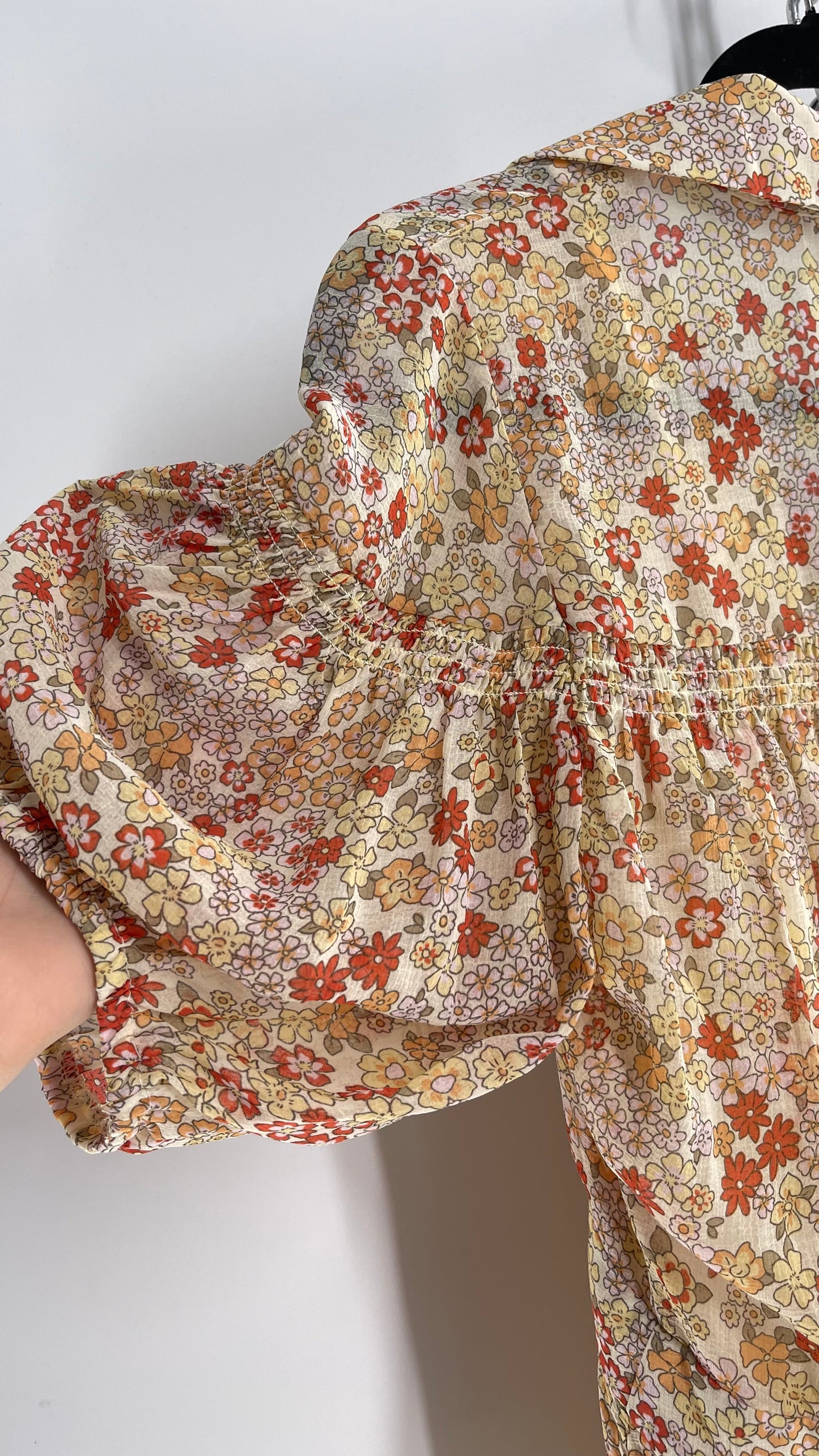 Free People Yellow Bonnie Floral Mini Dress (Small)