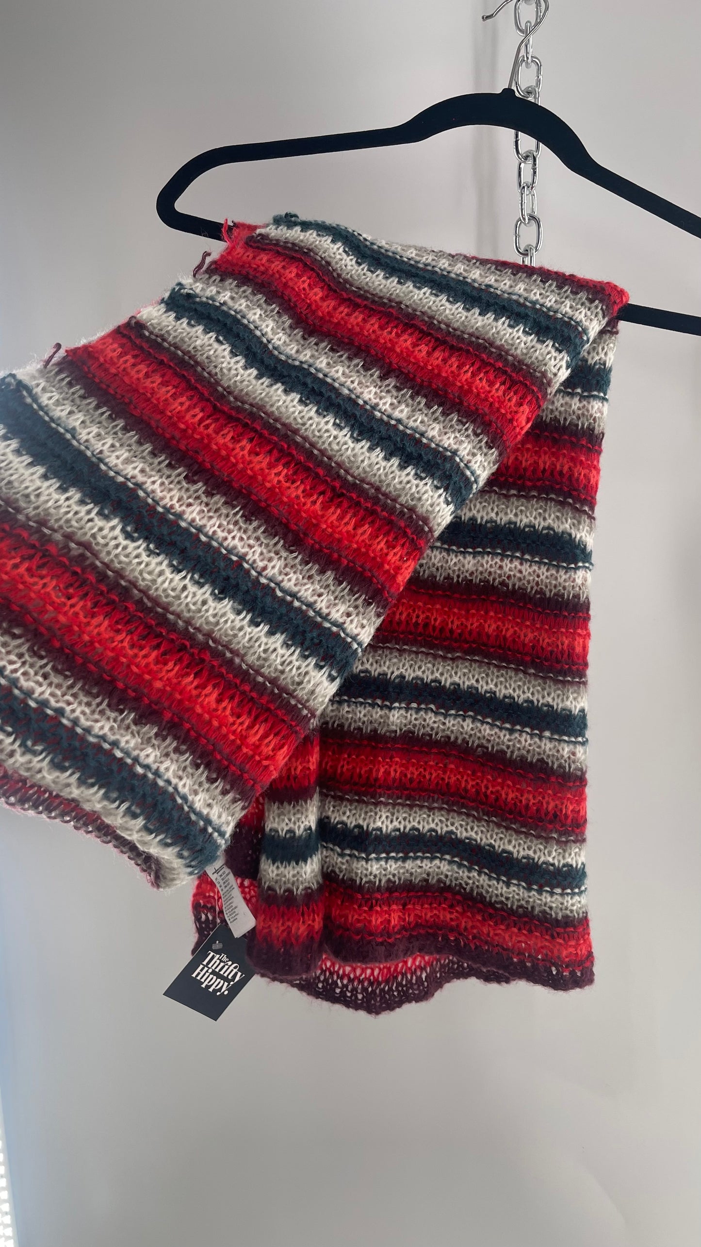 Open Knit Scarf Gray Tones