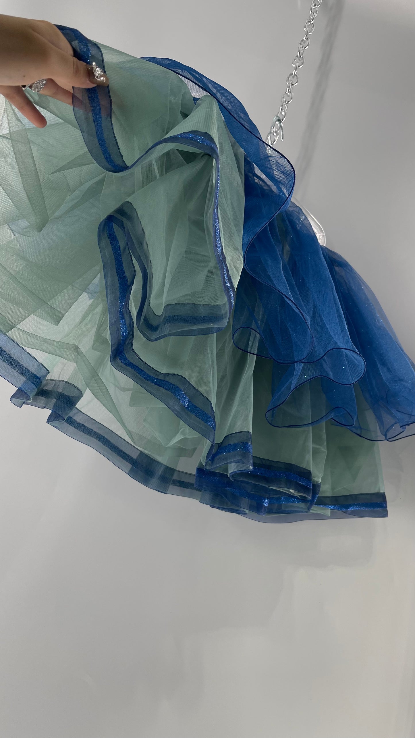 Midnight Muse Navy Blue Glitter Mesh Tutu Tulle Skirt (Medium)