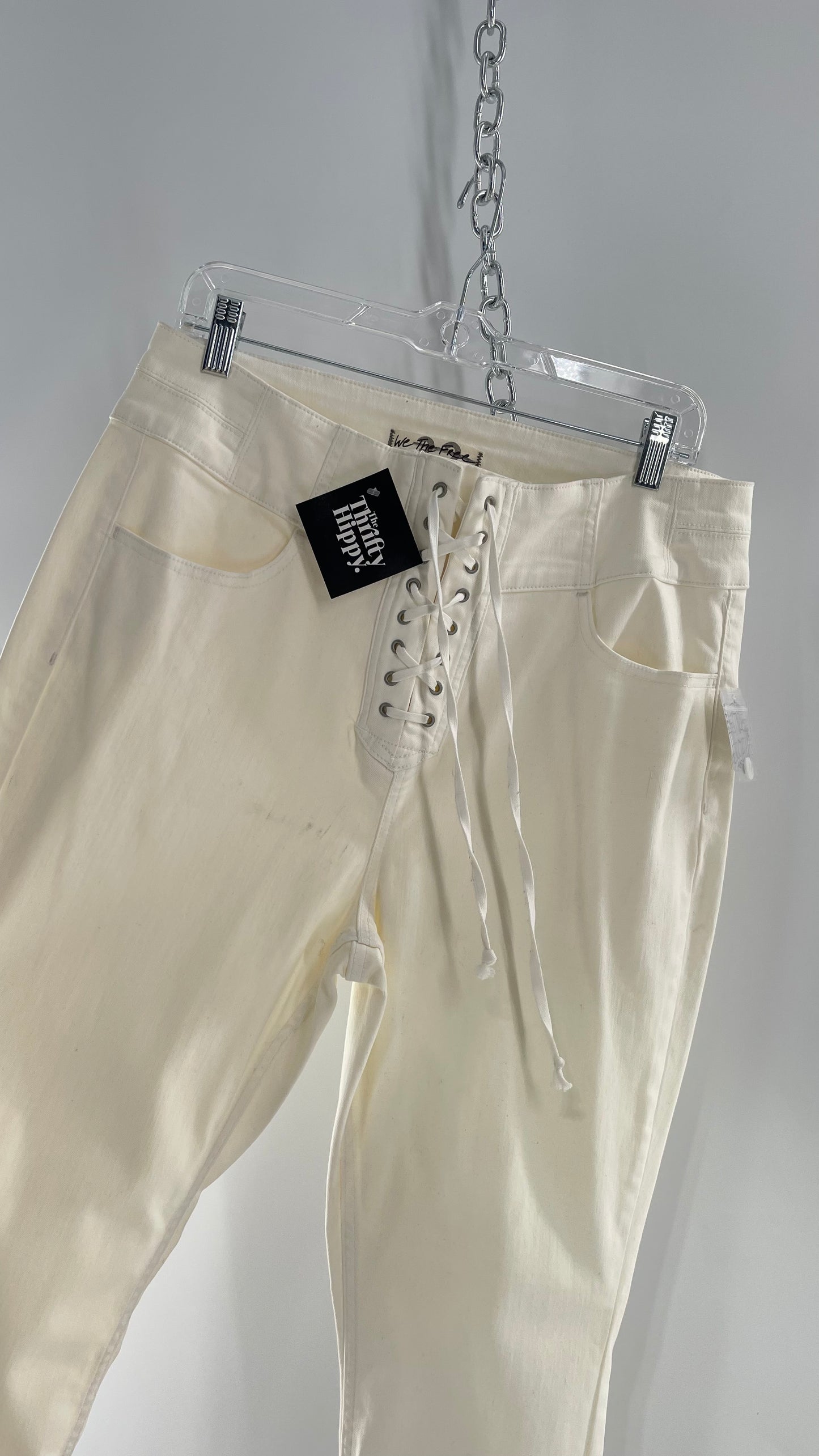 Free People Curvy Jeans With Lace up Detail (Size 32)
