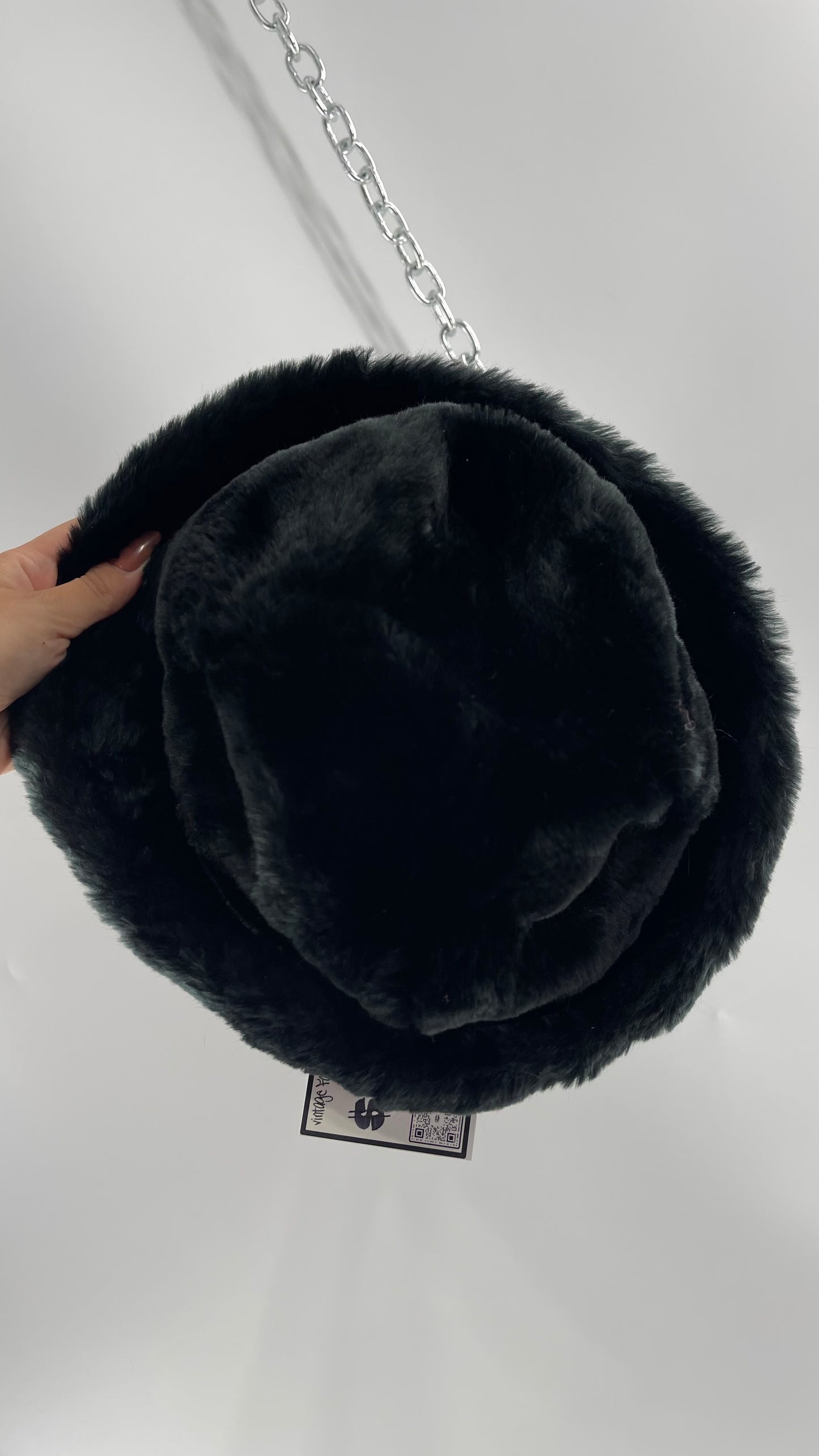 Vintage Black Faux Fur Bucket Hat