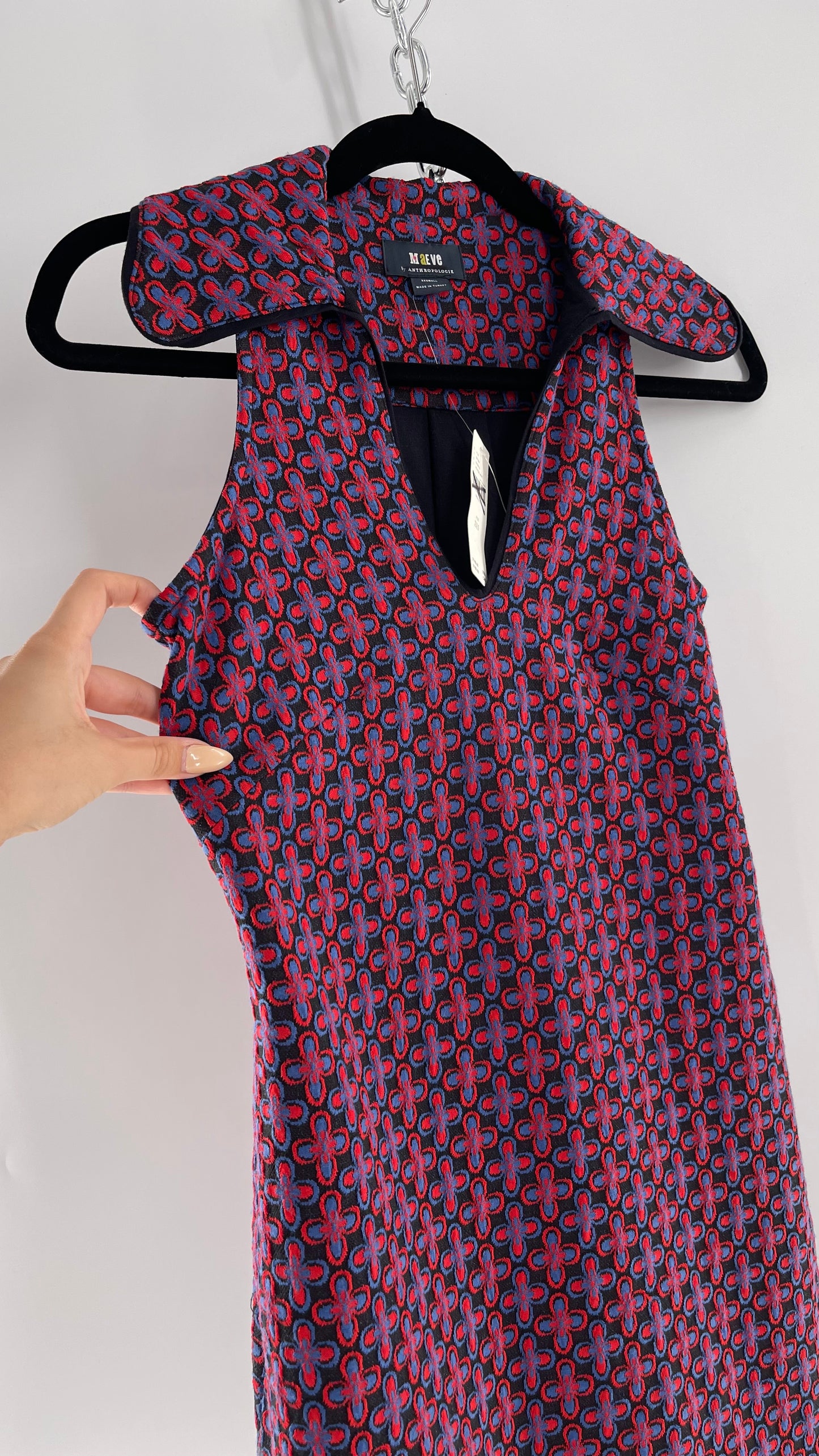 Maeve Anthropologie 1970s Retro Collared Tunic Mini Dress (XXS)