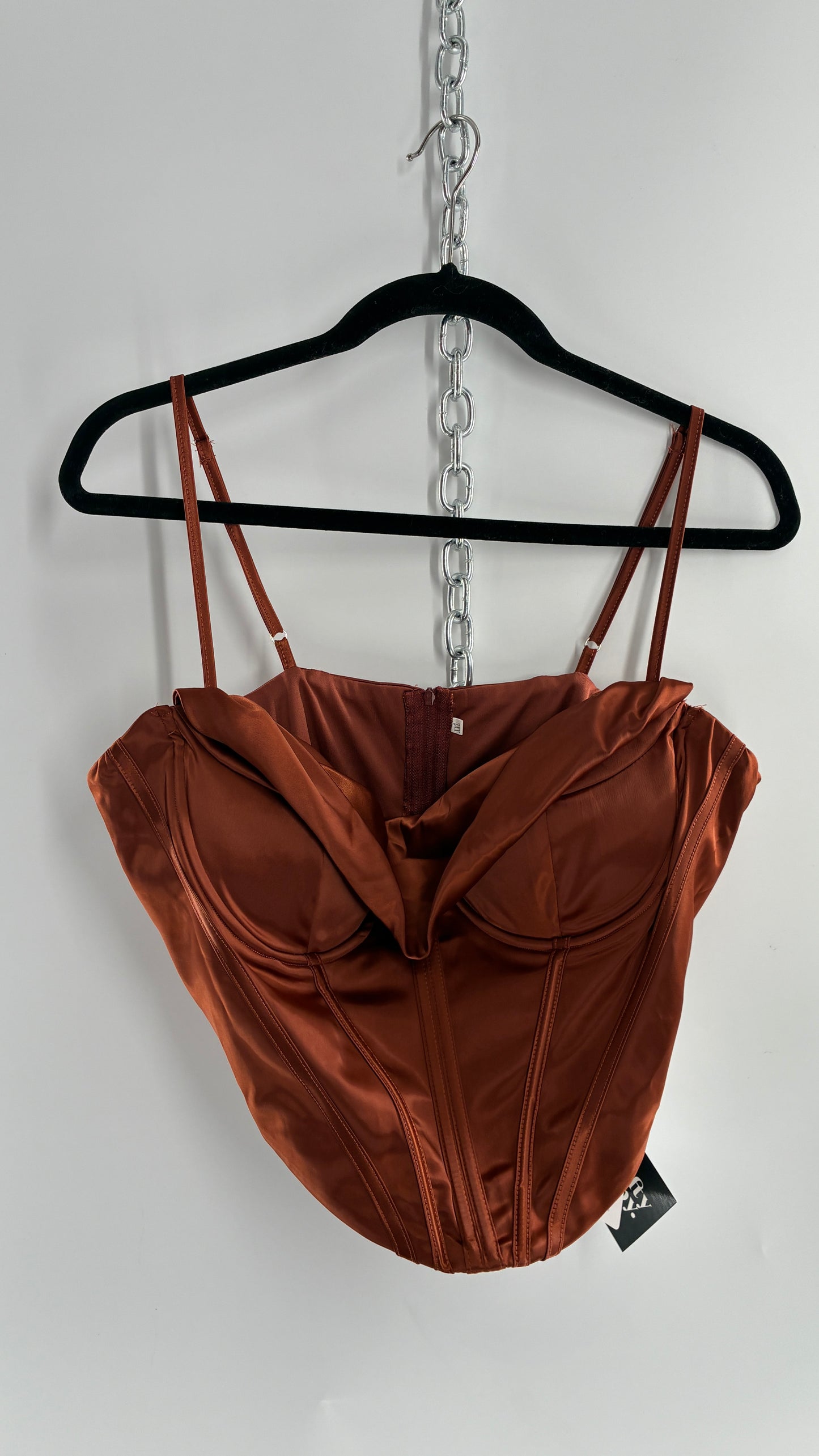 PARTHEA Bronze Corset with Drape Neckline and Tags Attached (XXL)