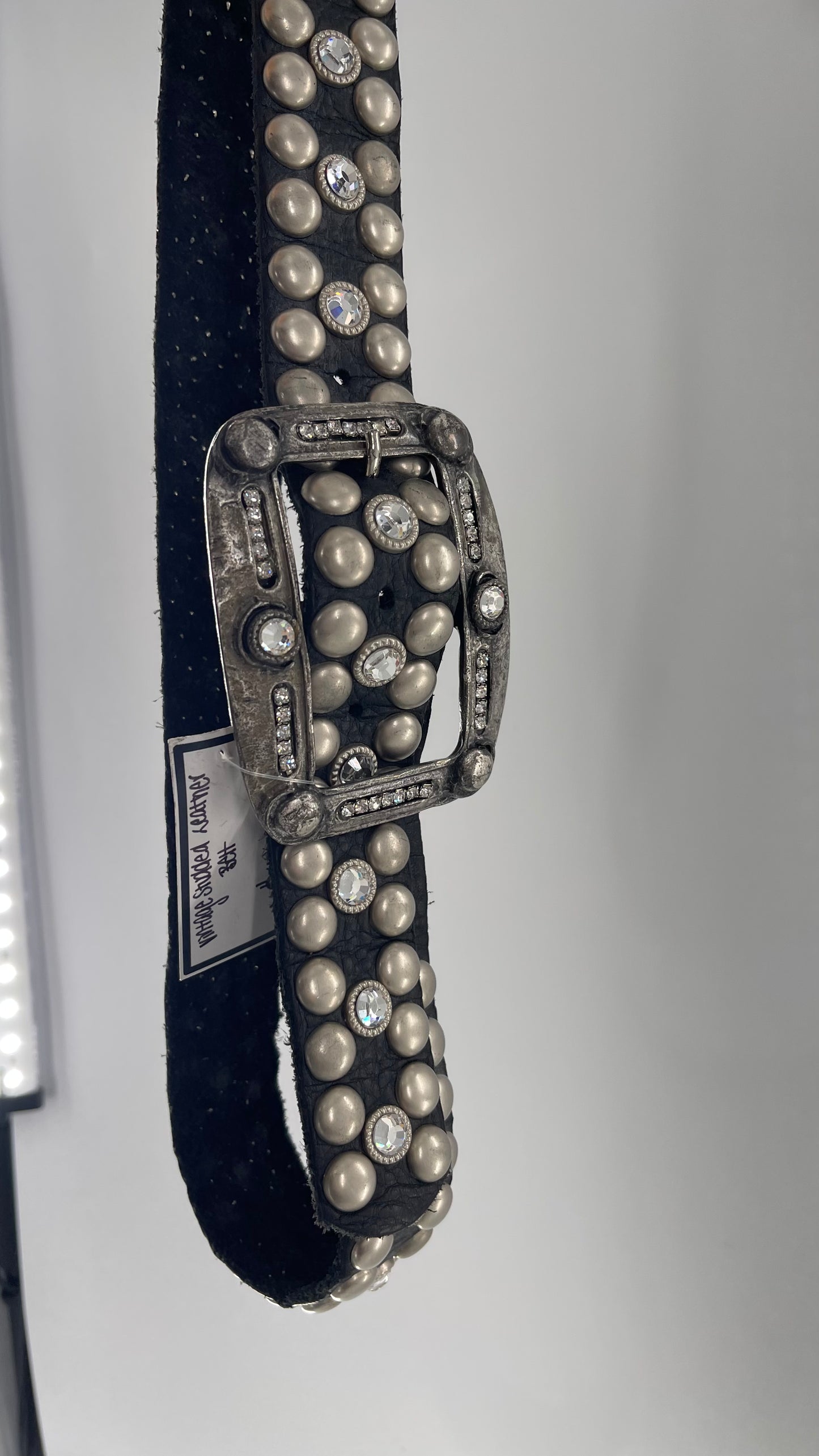 Vintage NEW Swarovski Crystal Iconic Cowboy Belt with Studded Leather Detailing (Small)