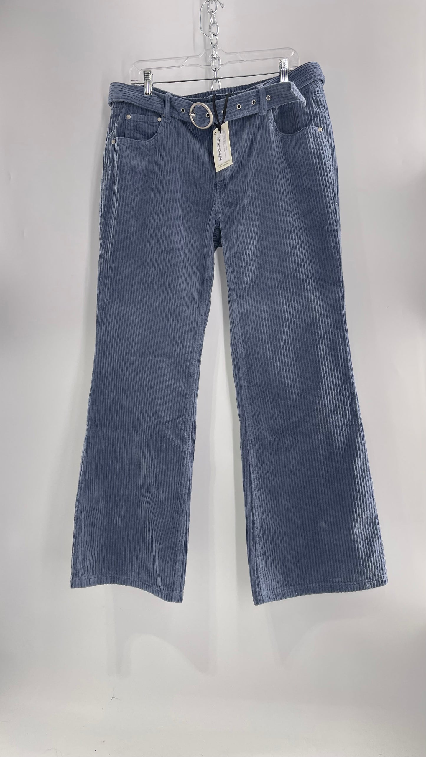 MILK IT Recycled Powder Blue Corduroy Low Waist Grommet Buckle Folk Jean with Tags Attached (16)
