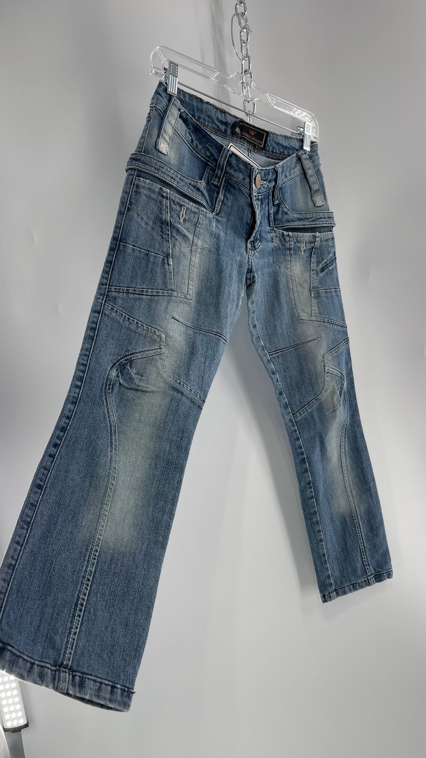 Giorgio Armani Jeans Abstract Seams Light Wash Skinnies (40)