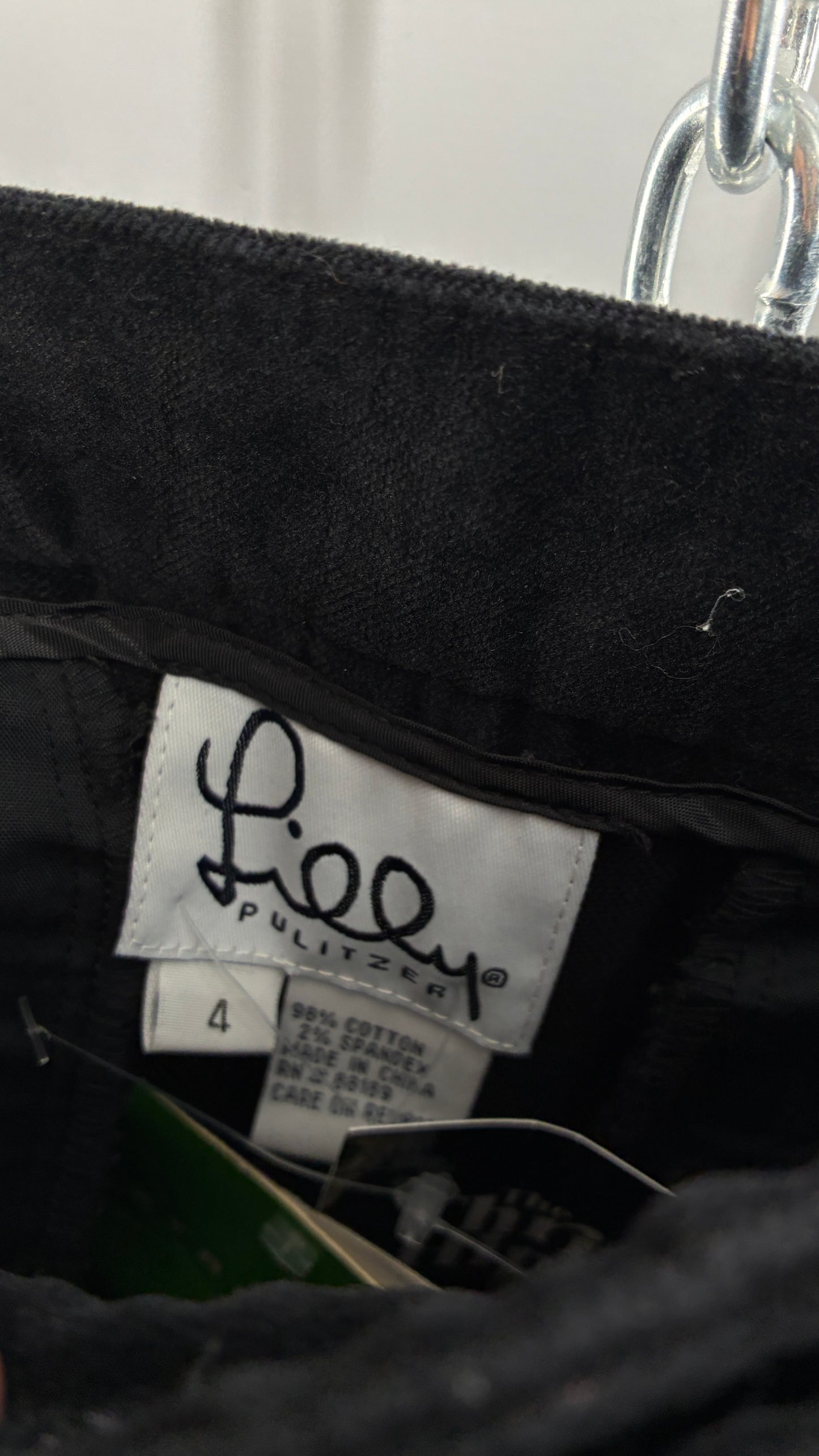Deadstock Vintage 2000s Lilly Pulitzer Black Velvet Embossed Floral, Side Closure Pants (4)