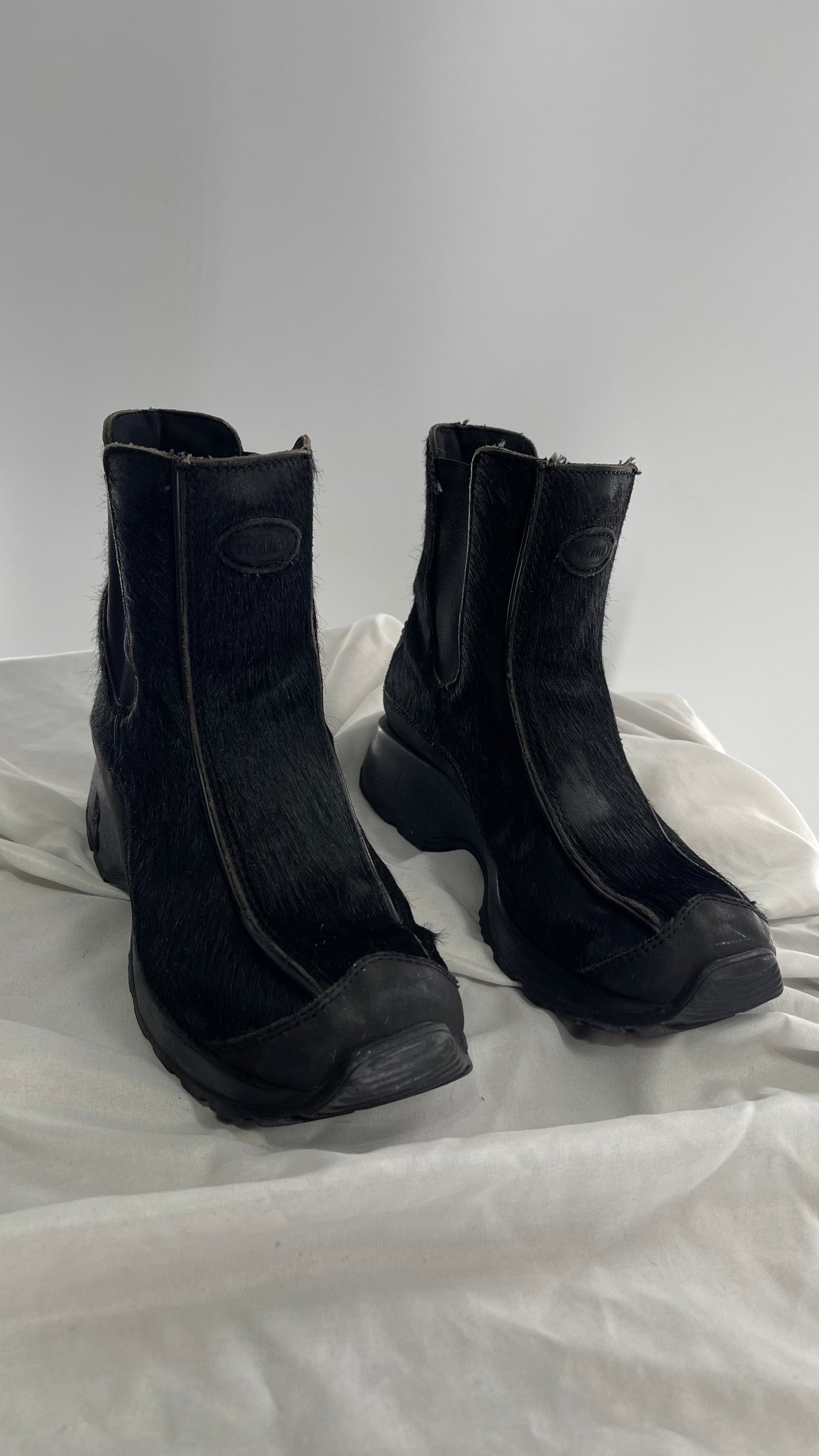 Vintage TECHNICA Black Cow Hide Round Toe Chunky Sole Boots (7.5)