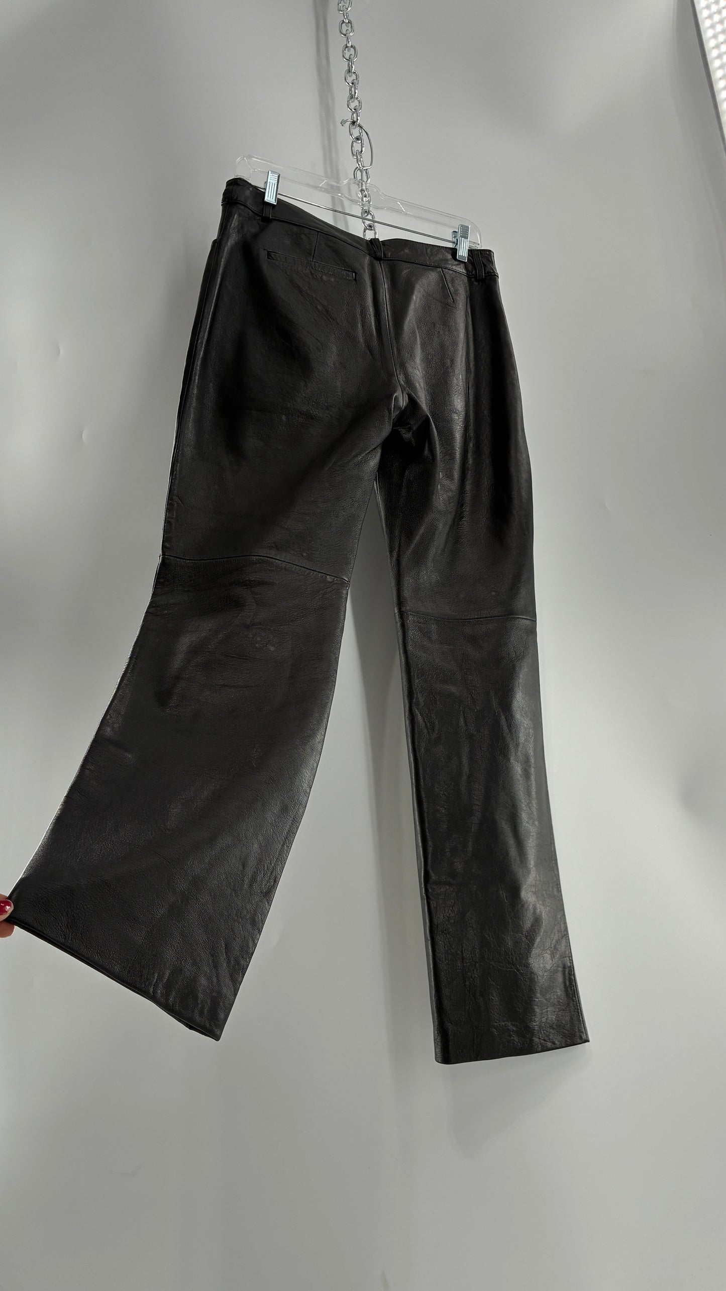 Vintage INC Black Soft Genuine Leather Side Closure Pants (6)