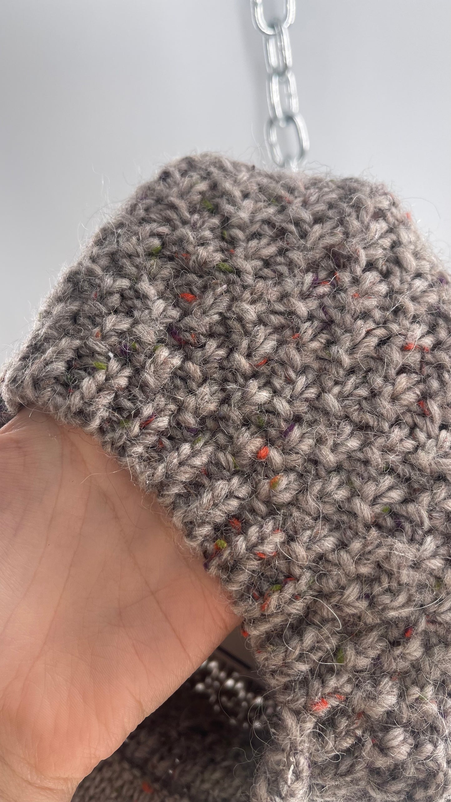 Vintage Tan Knit Slouchy Newsboy Cap Beanie with Brim