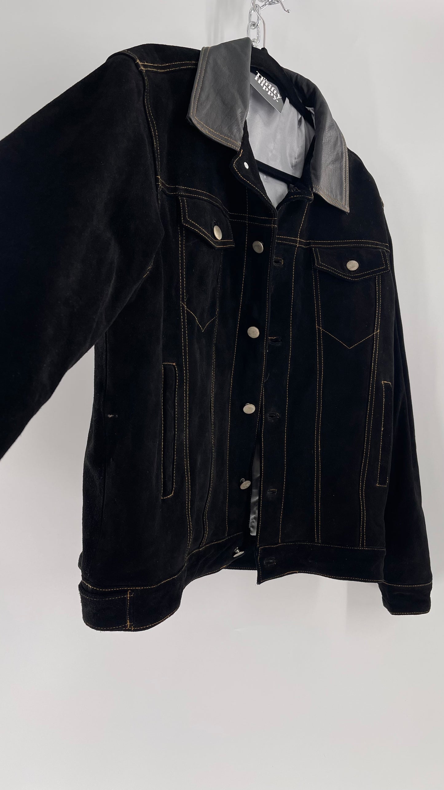 Vintage Extreme Black Suede Heavy Duty Cinematic Jacket (Medium)