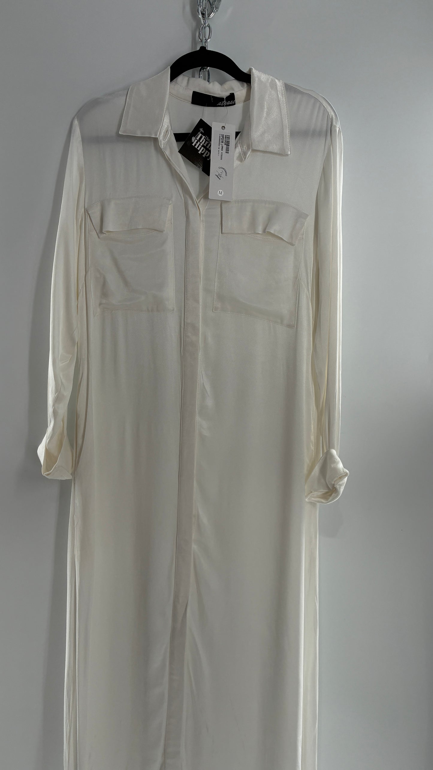 ST. BRAND BY STRASS White Button Up Style Dress with Tags Attached (Medium)