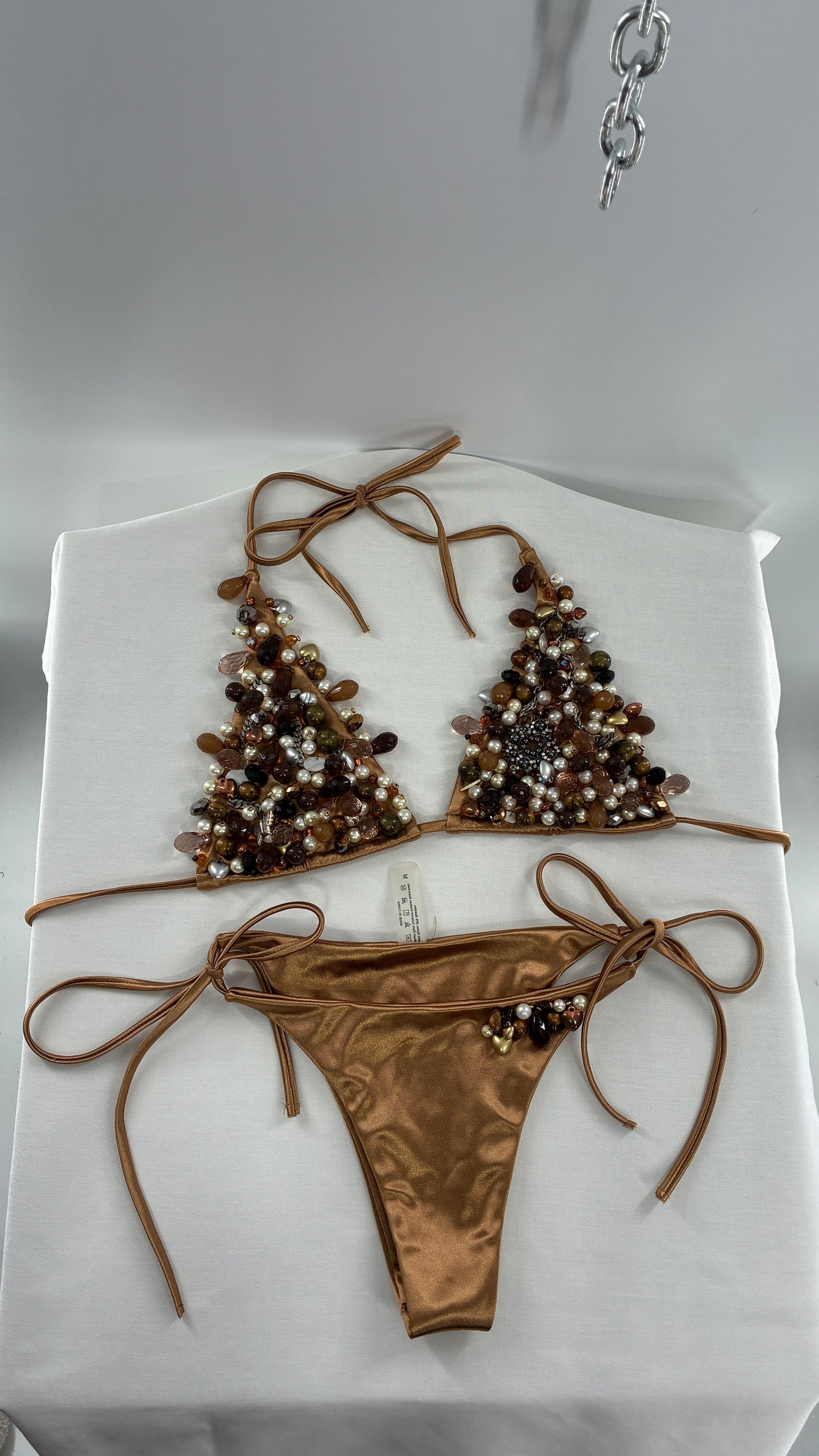 Handmade, Bronze and Beaded Swimsuit (Medium)