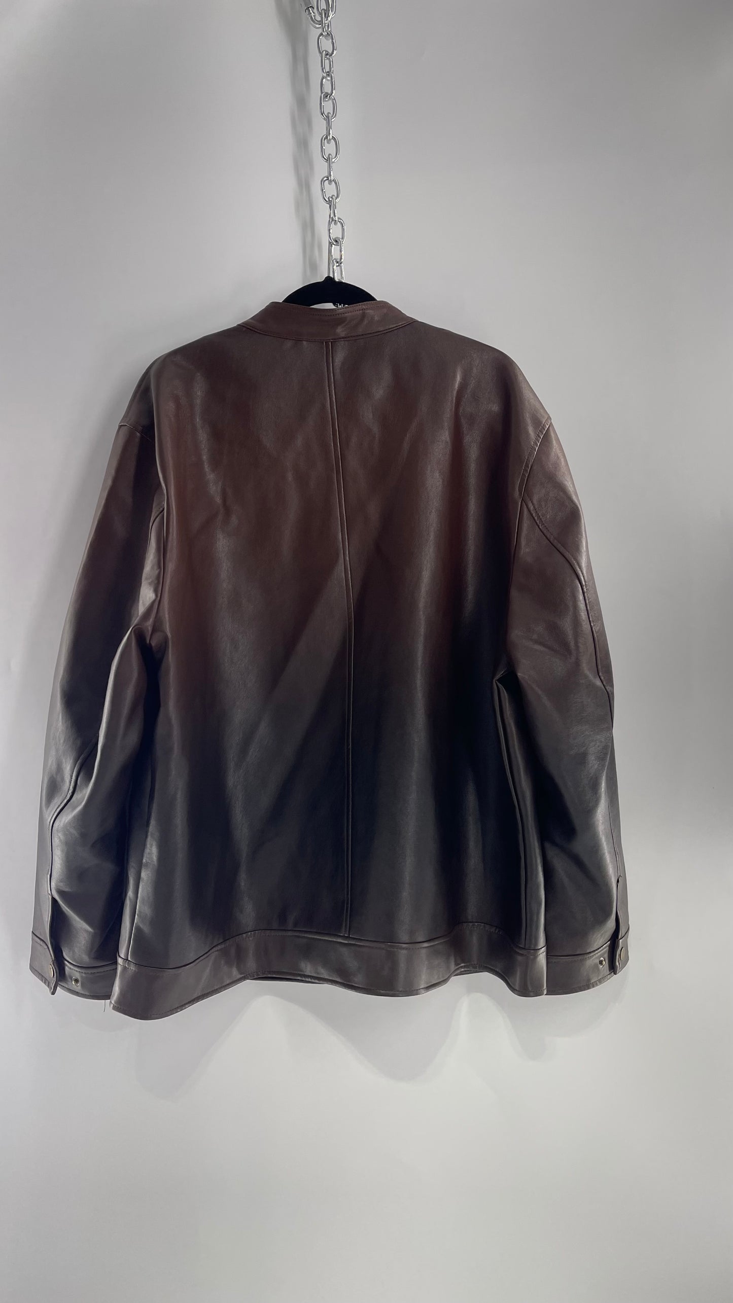 Vintage Roundtree and Yorke Vegan Leather Ombre Moto Jacket Men’s (XL)
