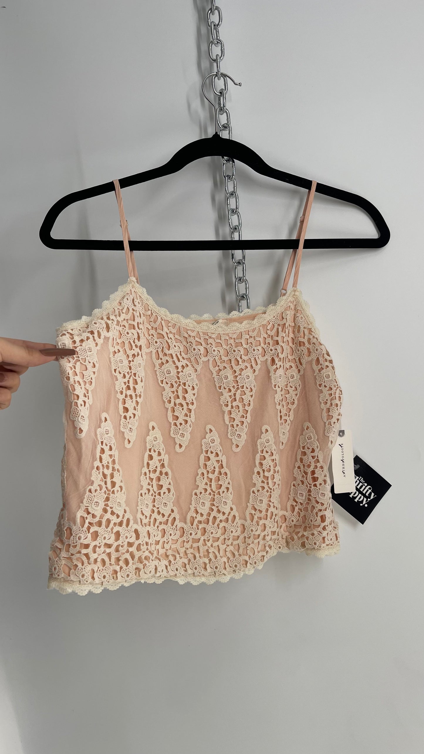 Anthropologie TINY Light Pink Camisole with Lace Detailing and Tags Attached (Small)