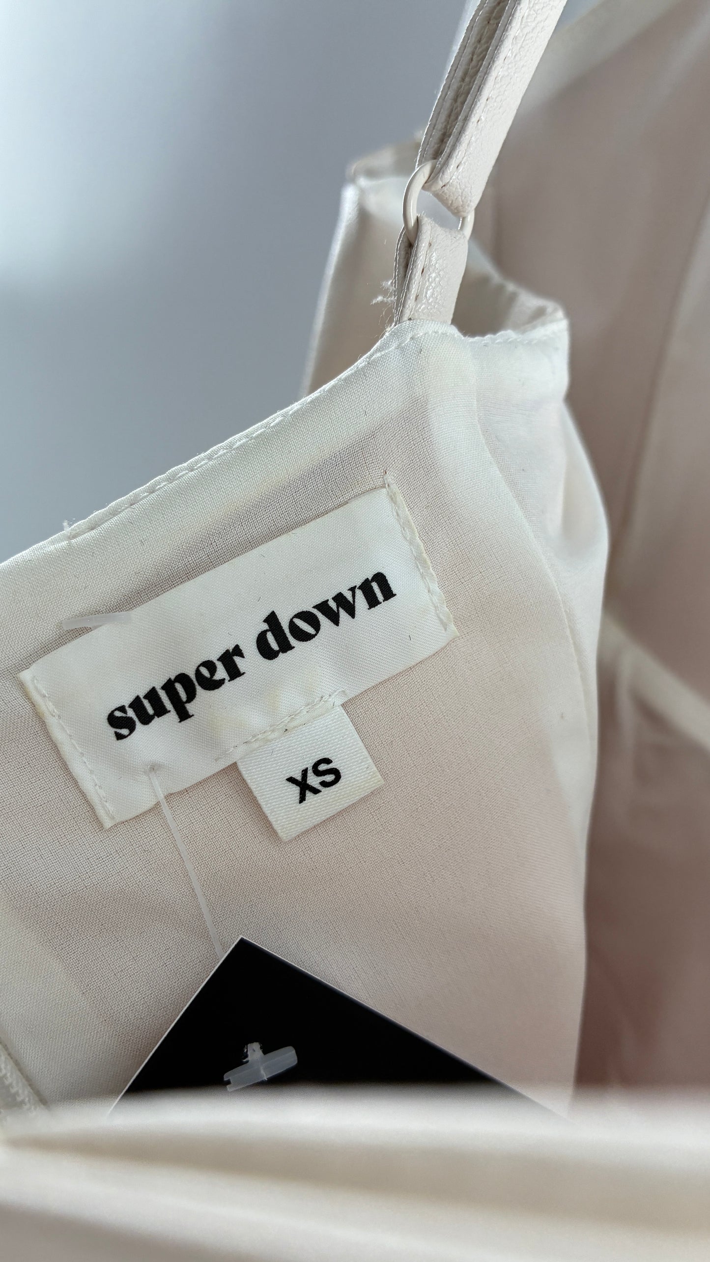 Super Down Vegan White Leather Camisole Mini Dress with Triangle Cups (XS)