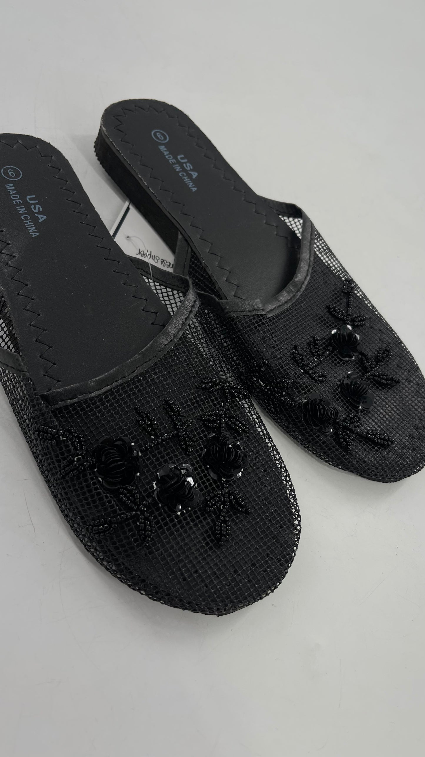 Vintage 1990s Chinese Black Beaded Slipper (9)