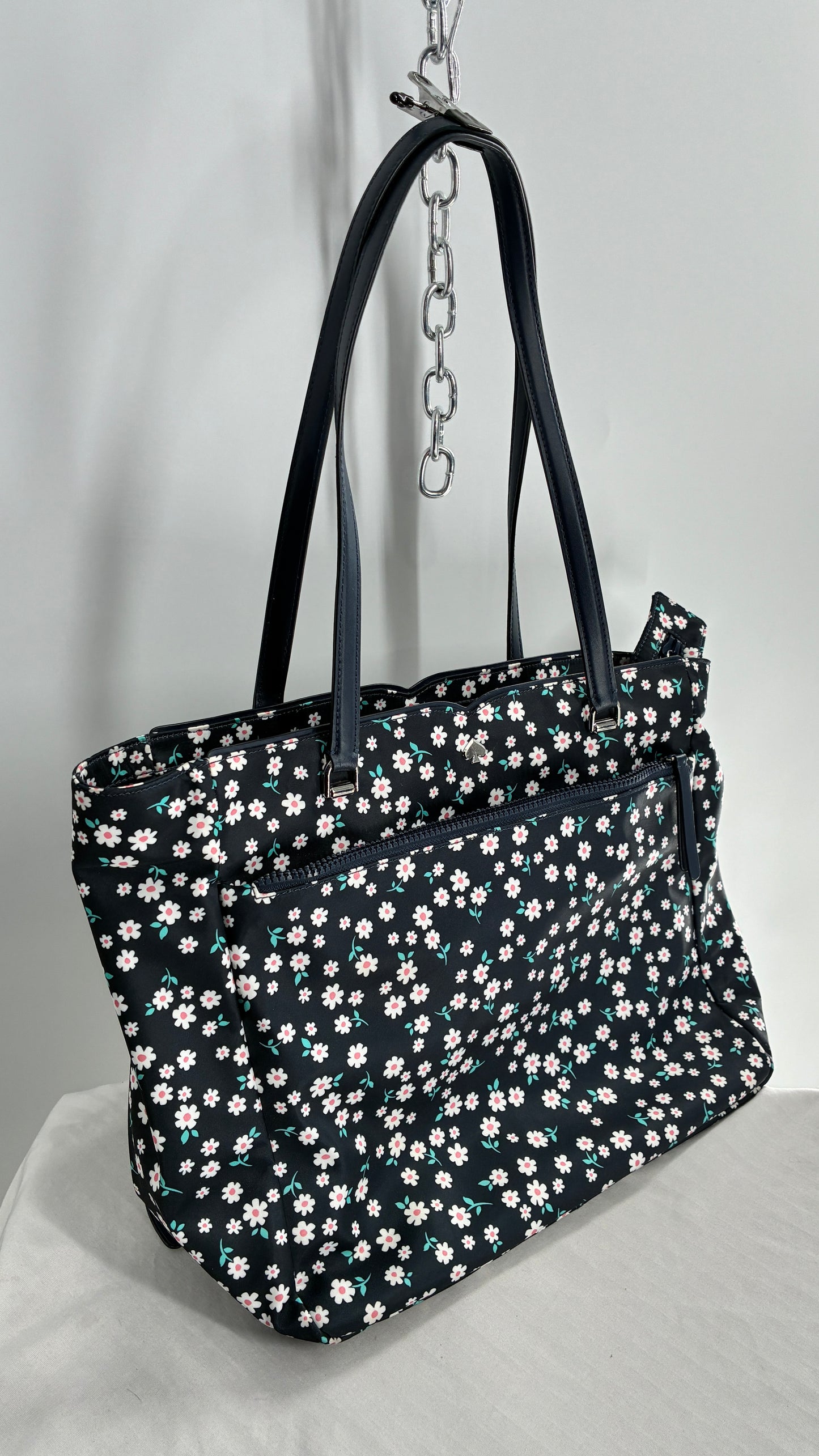 Kate Spade Jae Fleurette Navy Blue Floral Large Tote Bag