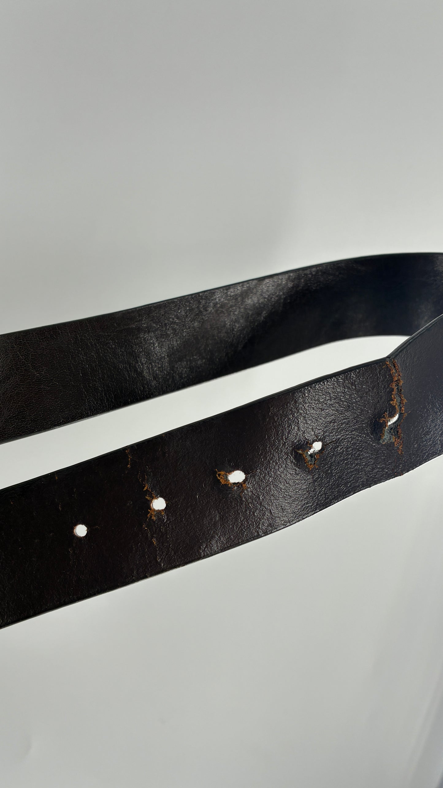 Vintage BABYPHAT Dark Brown Leather Belt with Iconic Gold Buckle