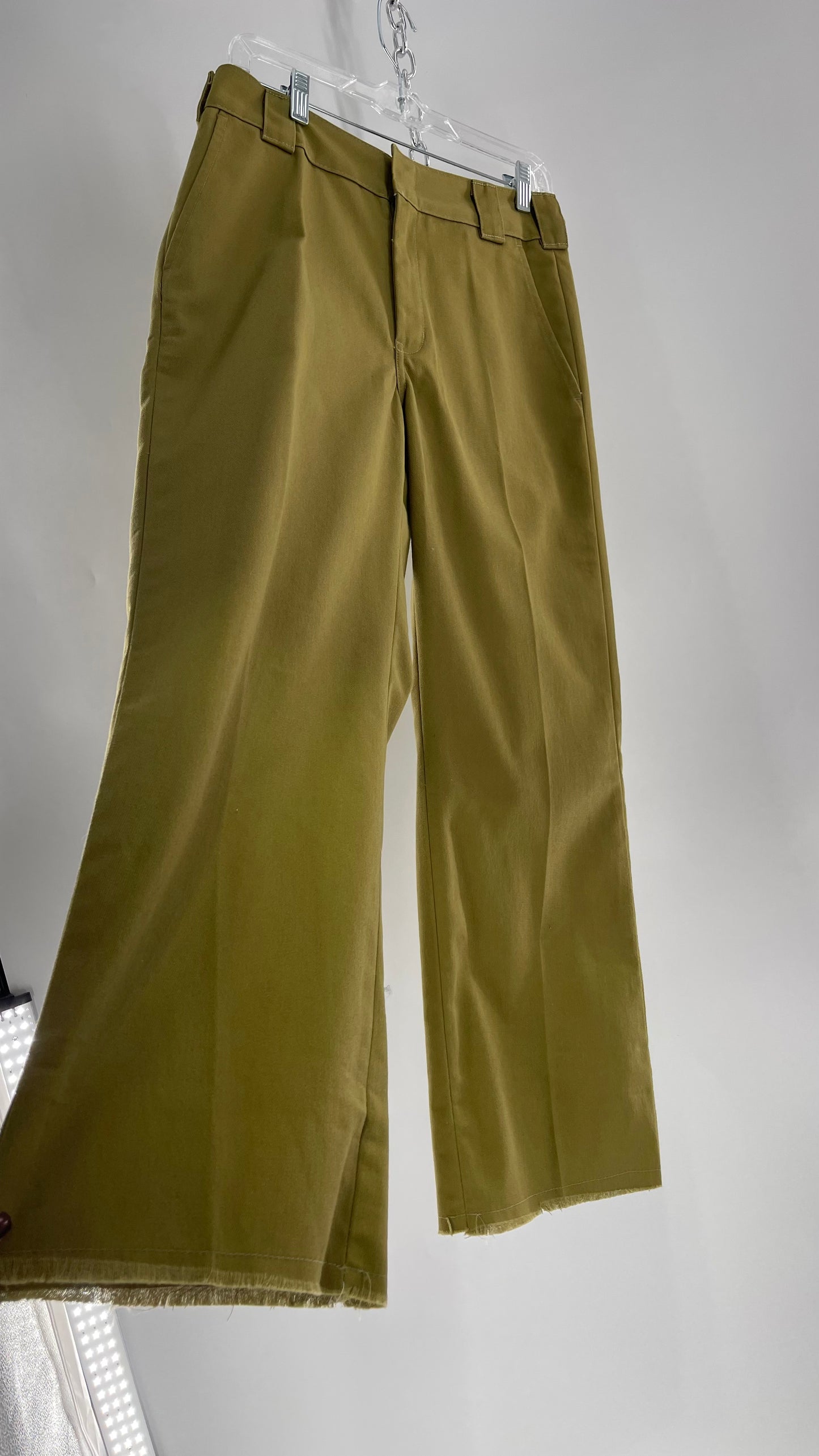 Dickies Mustard Green Cropped with Raw Edge Hem (4)