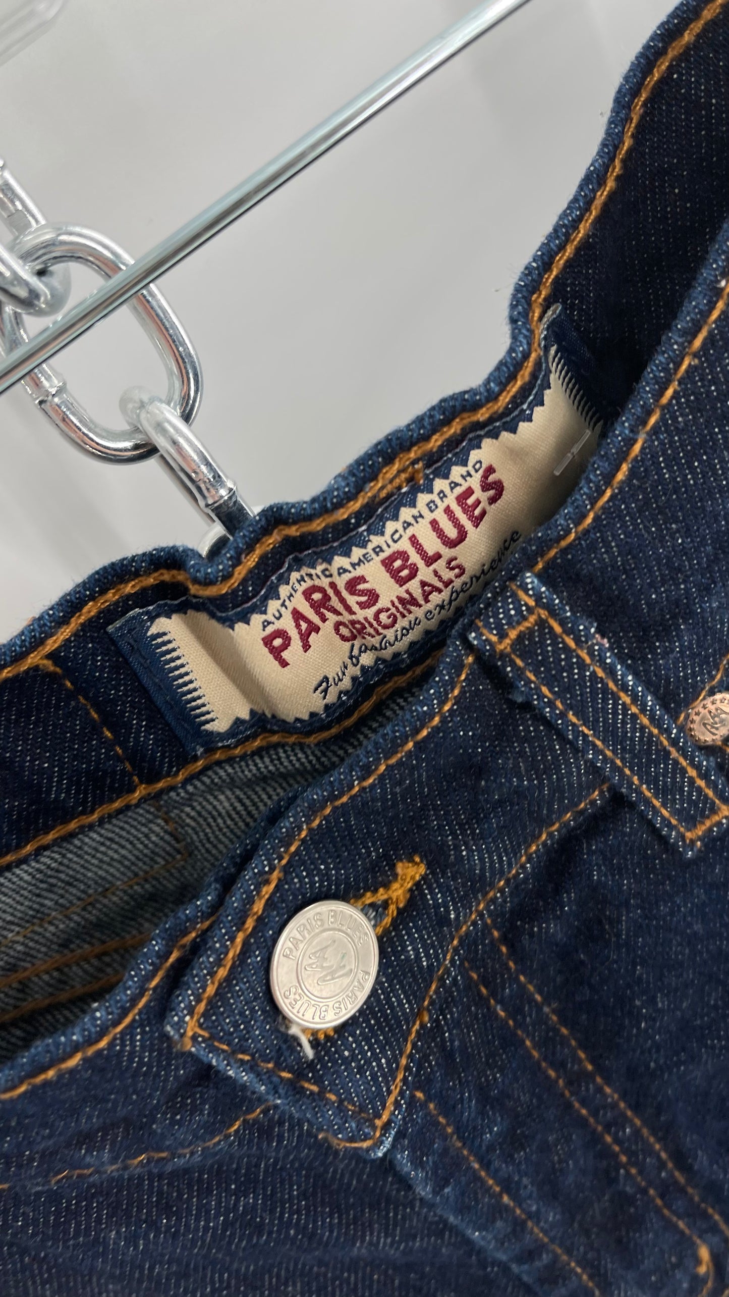 Vintage PARIS BLUES Dark Wash Kick Flare Denim Jeans(5)