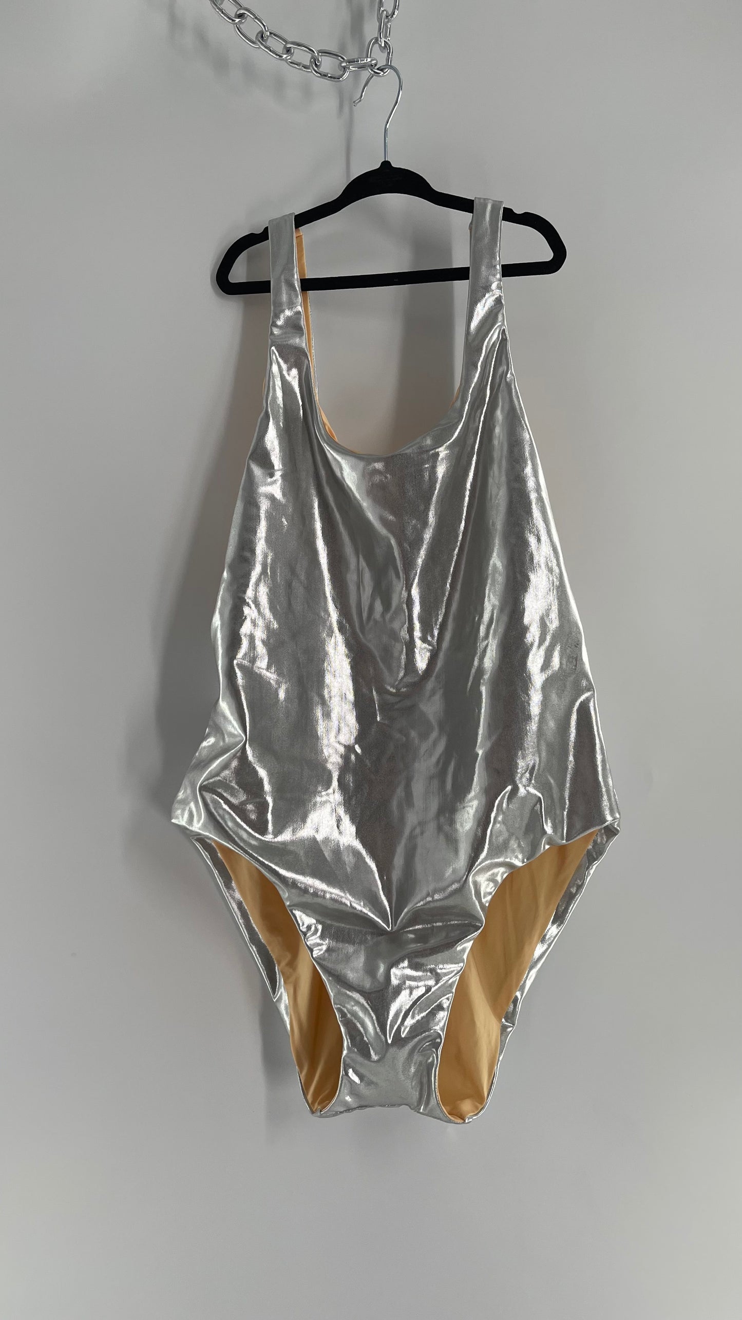 Dolce Vita Reversible Silver Metallic/Nude Swimsuit (Medium)