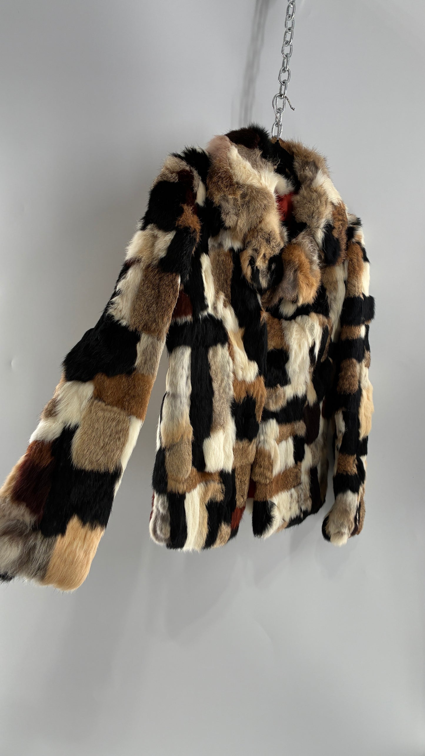 Vintage 1970s FURMOSTE Genuine French Rabbit Fur Patchwork Jacket (7/8)