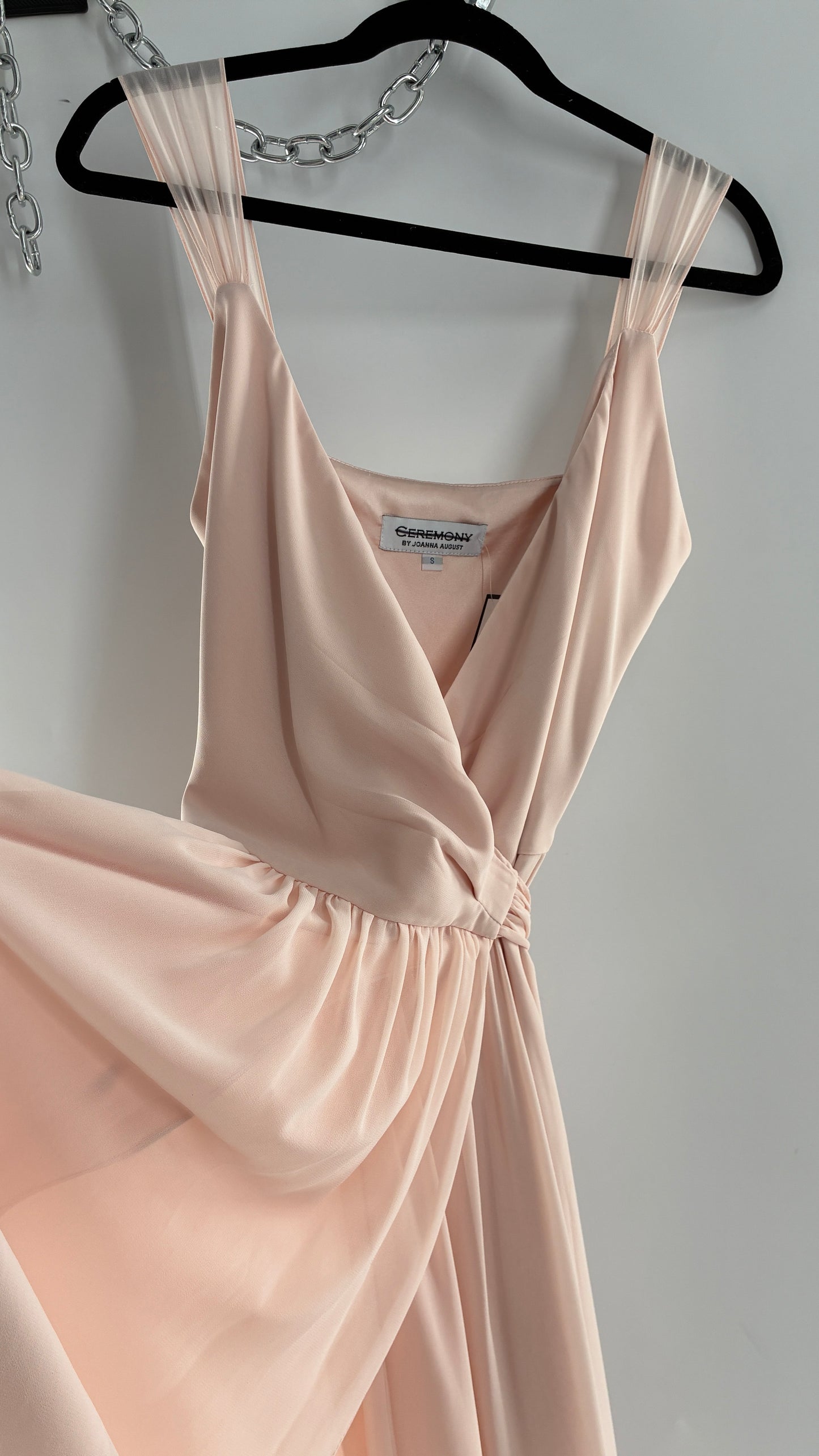 CEREMONY Joanna August Ballet Slipper Pink Vented Gown with Tied Waist (Small)
