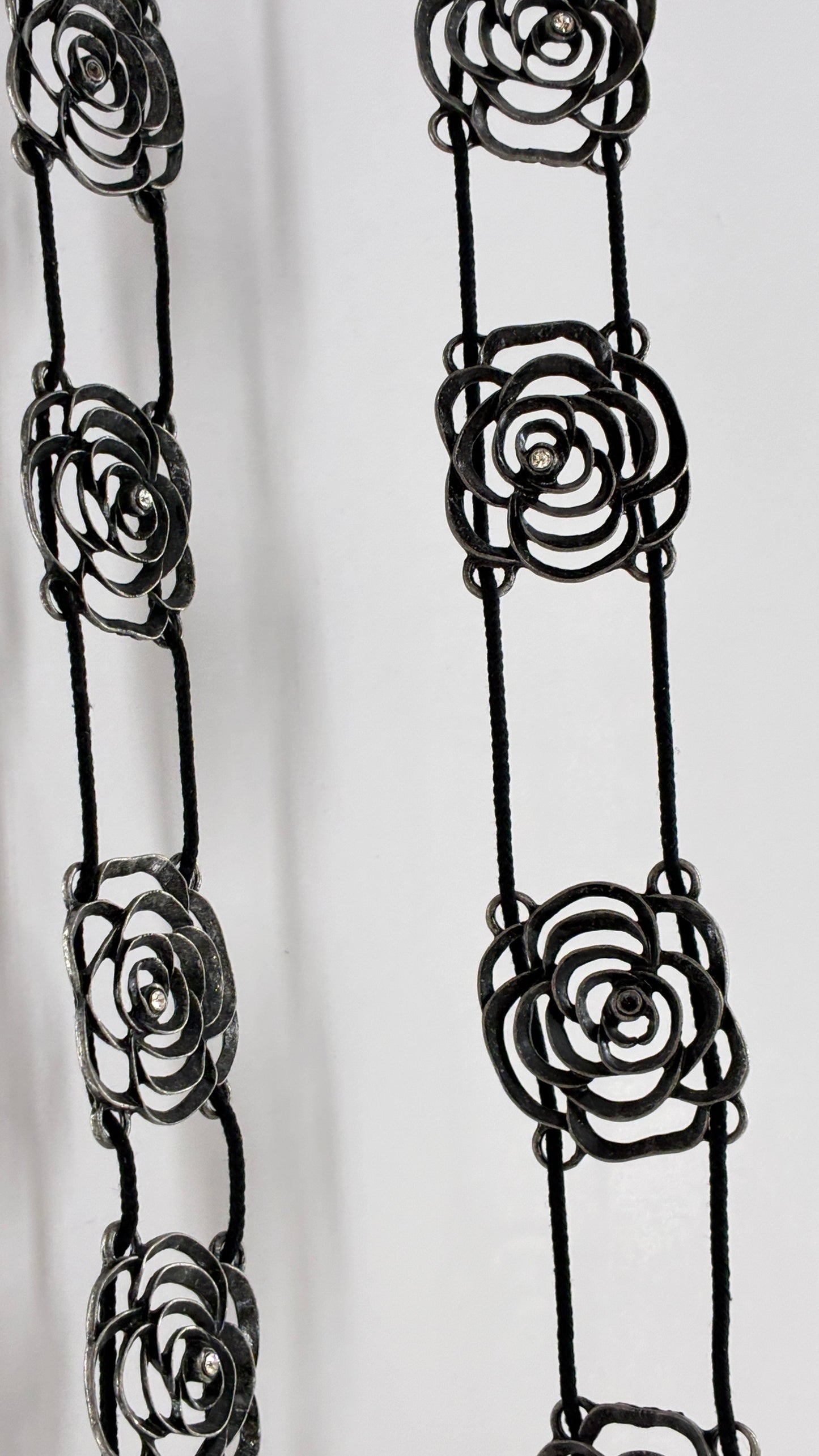 Vintage Heavy Metal Rosette Belt with Rhinestones and Thread Through Detail (XL/XXL)