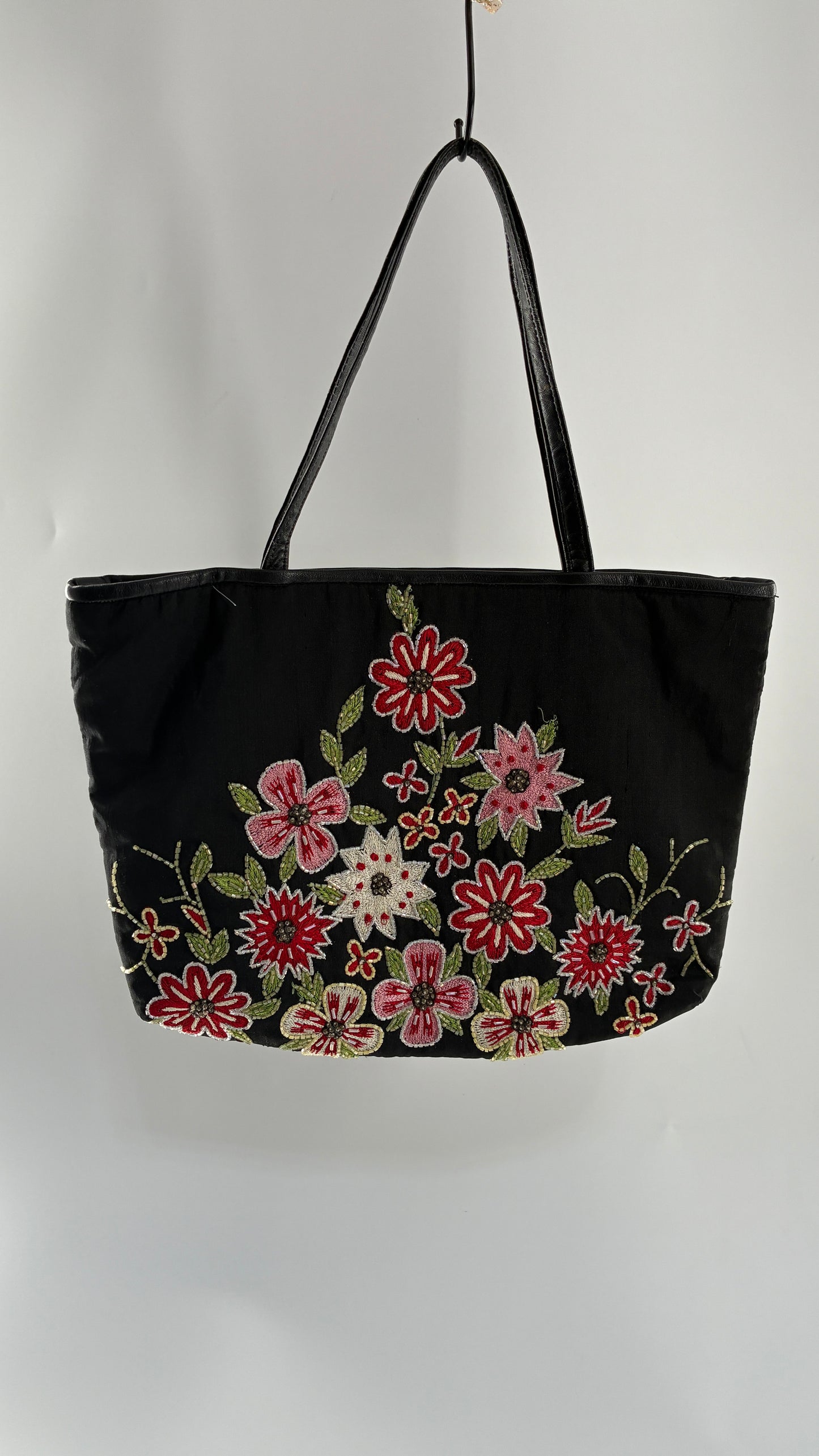 Vintage 1990s CHRISTIANA 100% Pure Silk Beaded Shoulder Bag