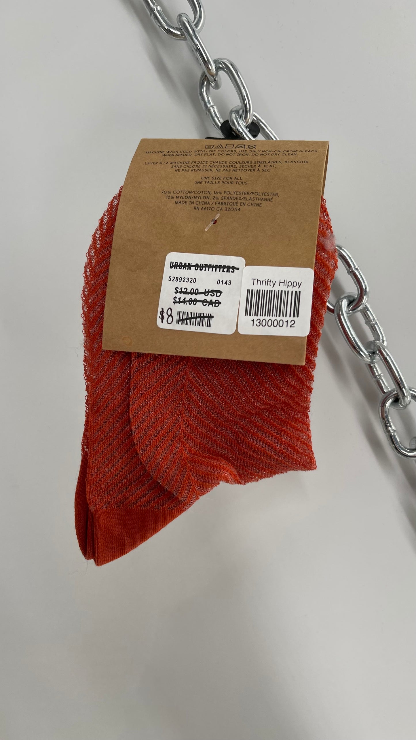 Urban Outfitters Orange Patterned Mesh Socks