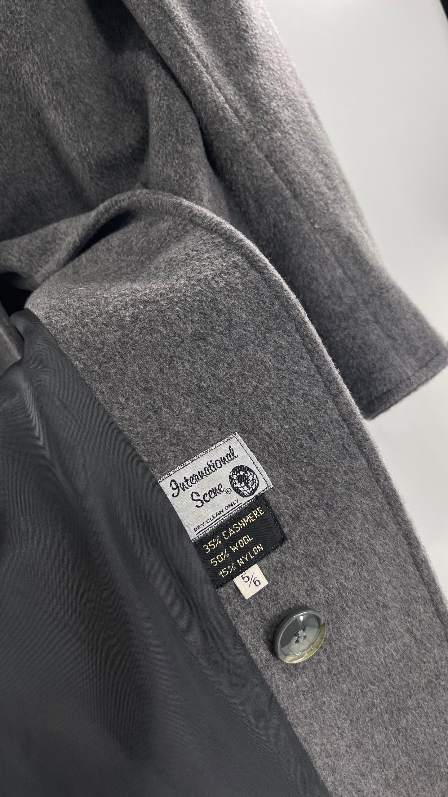 Vintage Grey Coat 35% Cashmere/ 50% Wool (C) (5/6)