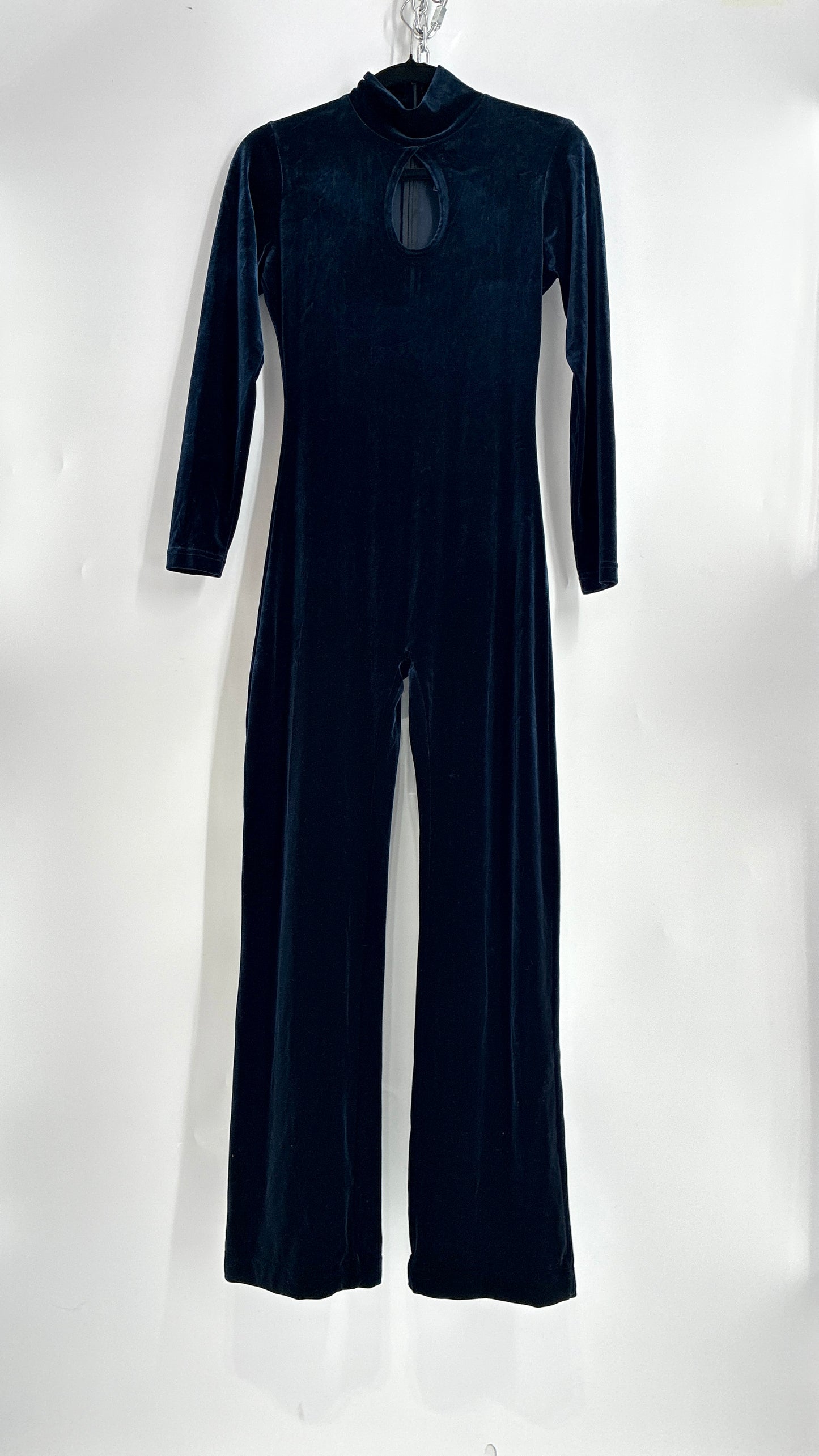 Vintage 1990s MODA INTERNATIONAL Midnight/Navy Blue Jumpsuit with Cut Out Keyhole Detail (Small)