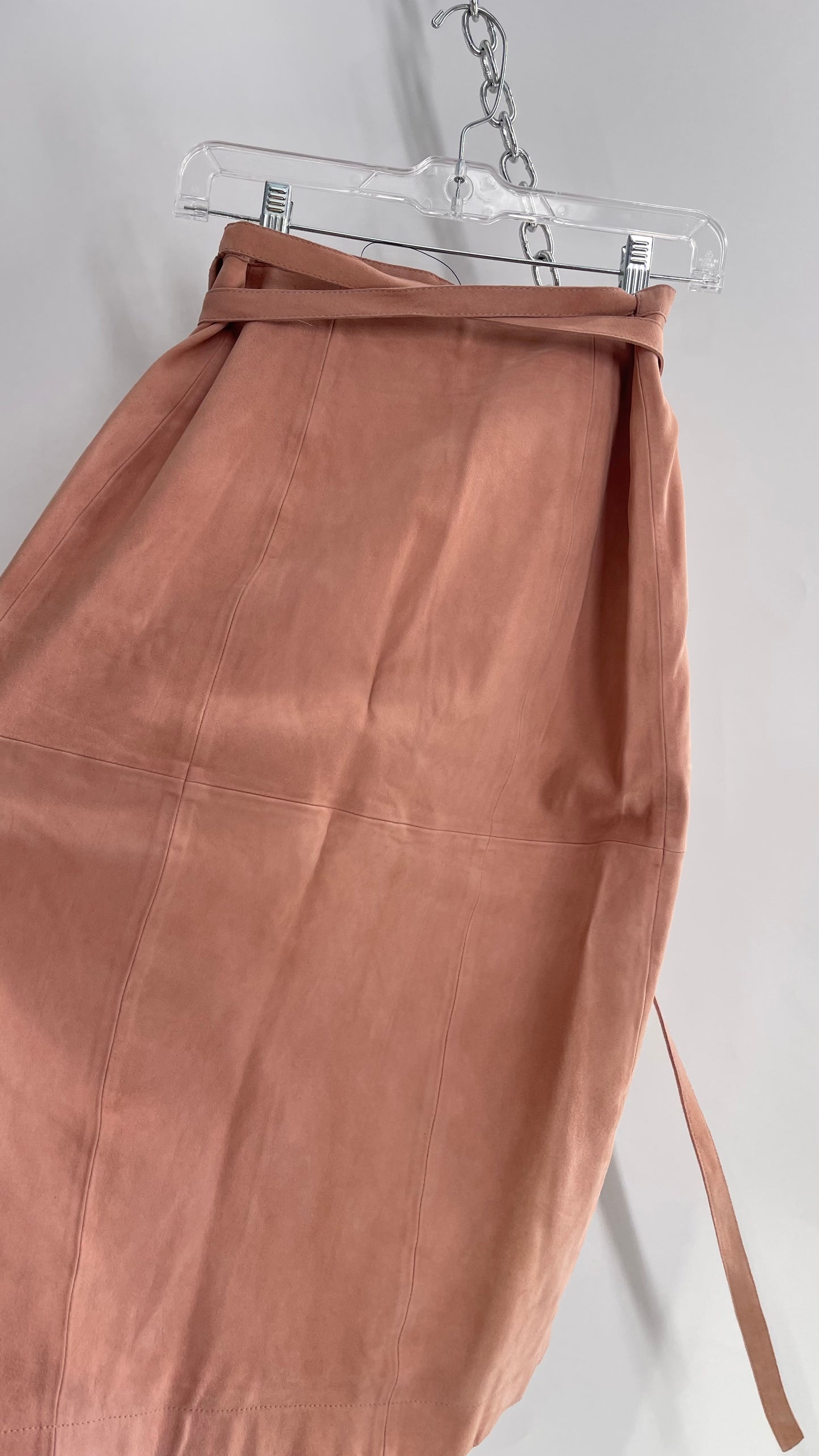 Free People Blush Genuine Suede Leather Tie Waist Long Skirt (2)